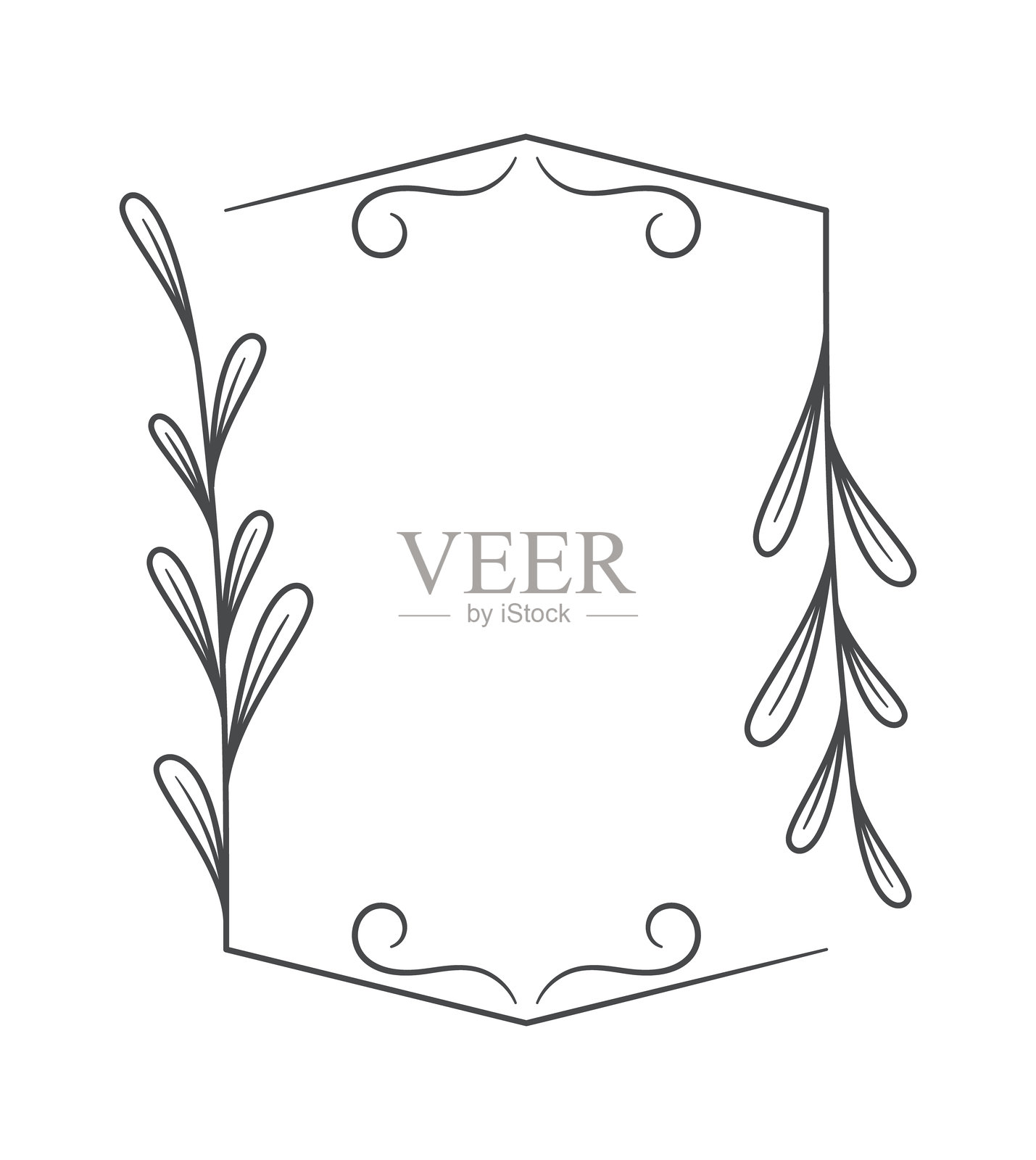 婚礼框架植物枝条装饰插画图片素材