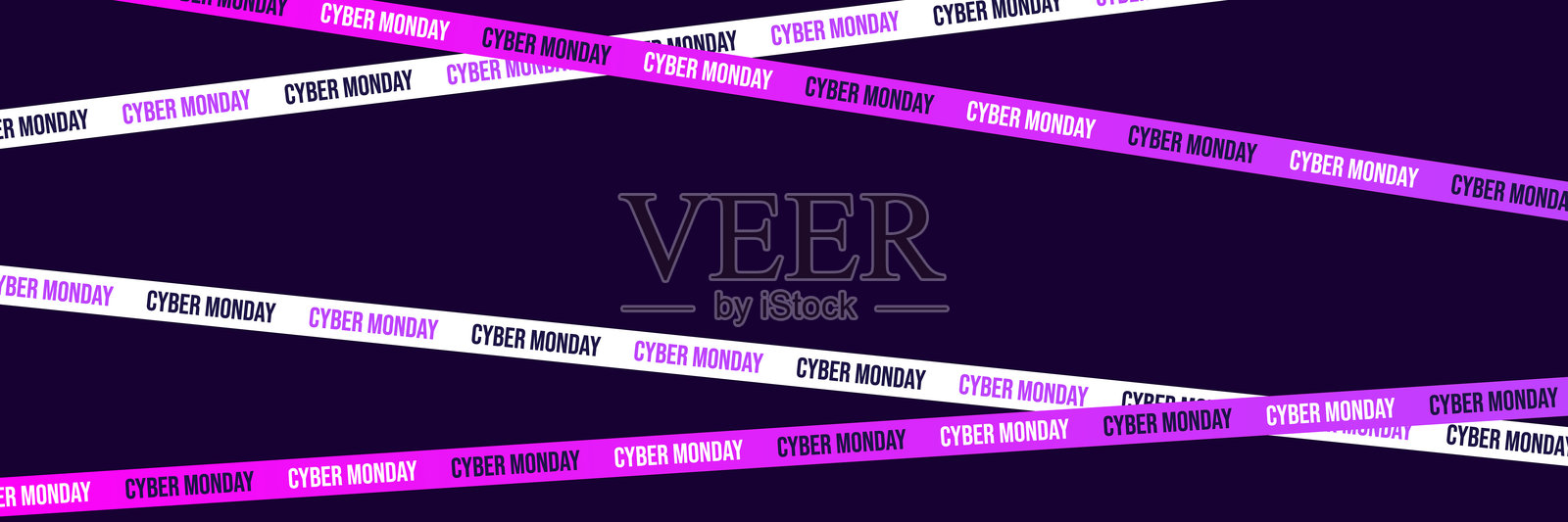 网络星期一促销横幅，带有抽象的胶带线条。极简紫色背景模板，用于促销和折扣优惠。插画图片素材