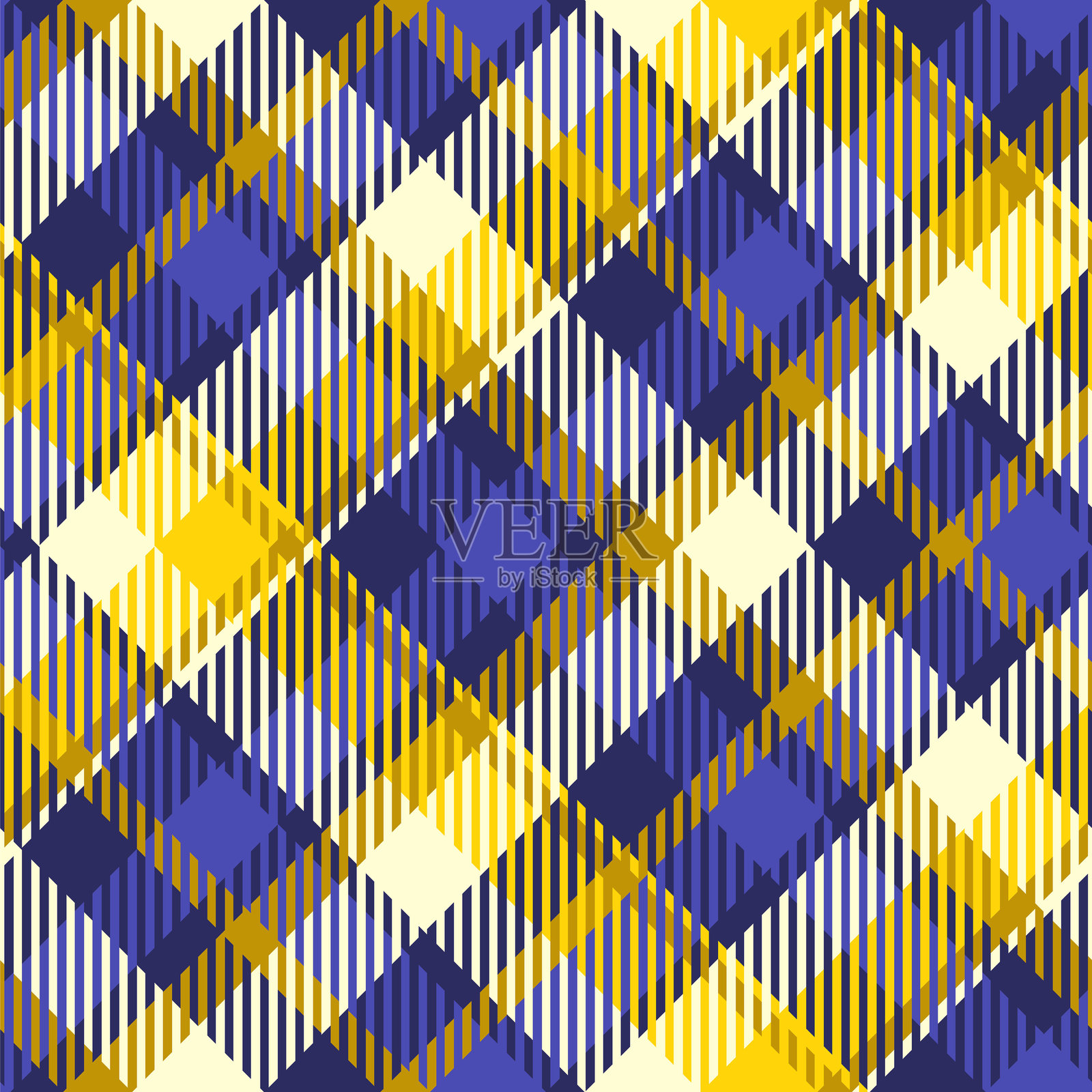 绿色和黄色的无缝格子呢子图案插画图片素材