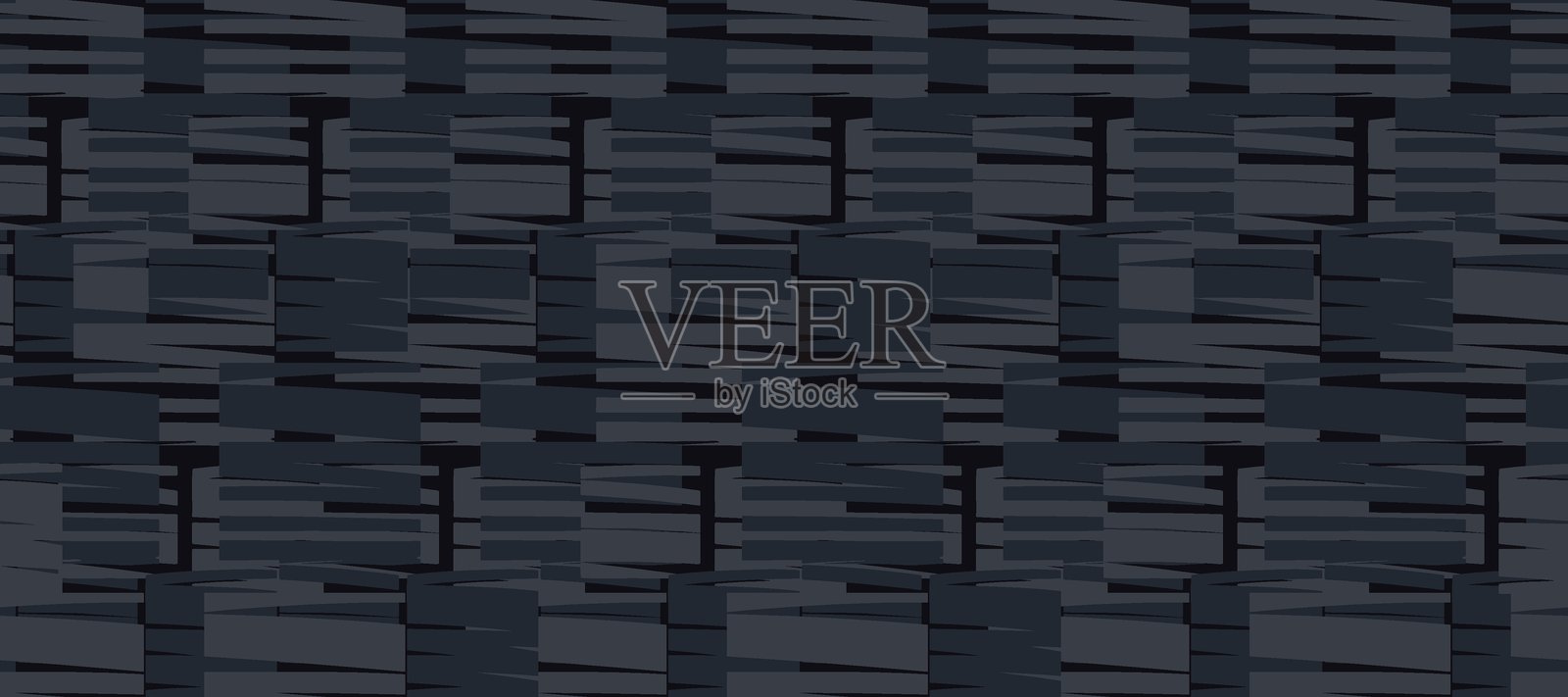 无缝矢量抽象图案，深色几何矩形与分层纹理线条交织，呈海军蓝色调。现代装饰背景，适用于面料、壁纸和数字设计。插画图片素材