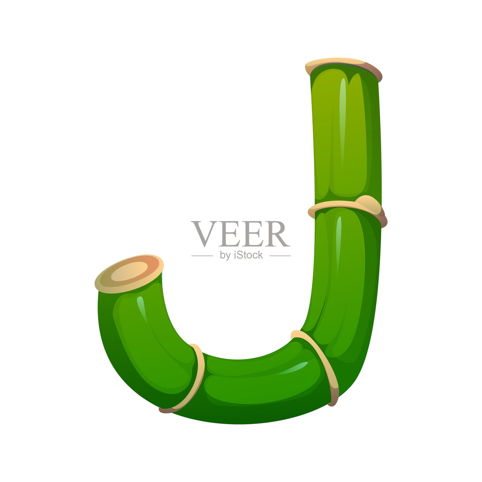 亚洲自然竹枝字体，排版字母J插画图片素材