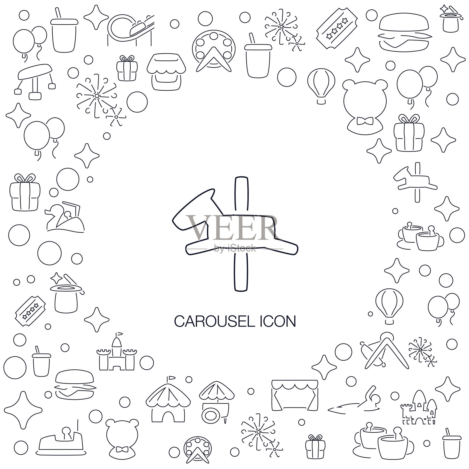 旋转木马图标插画图片素材