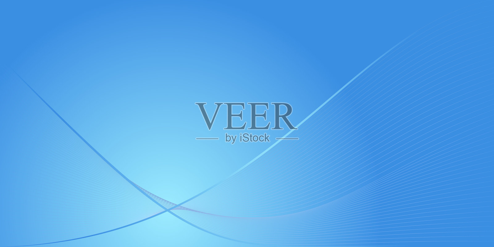 淡蓝色渐变与柔和波浪线的抽象背景。明亮蓝色调的极简未来感平滑设计。留白空间插画图片素材