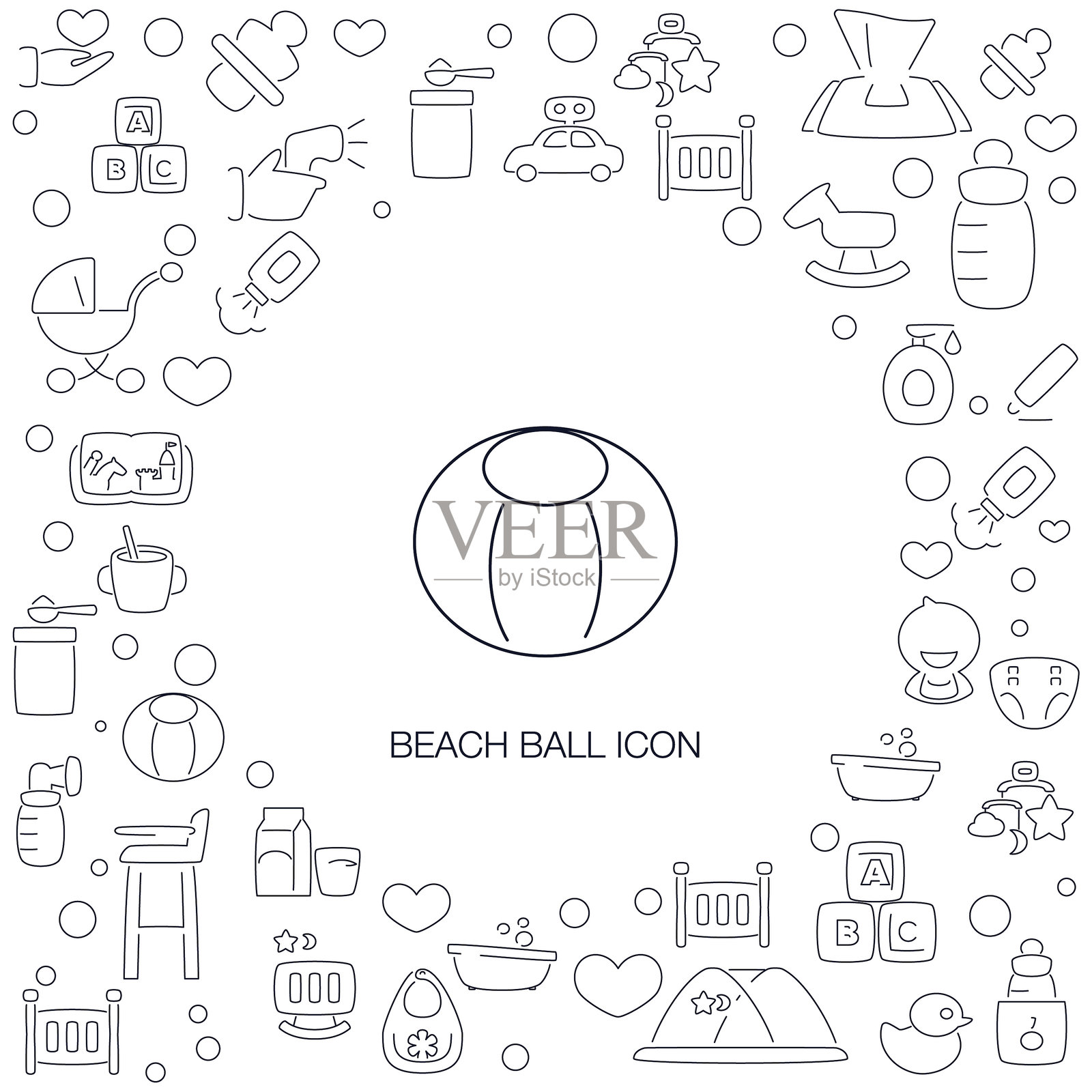 沙滩球图标插画图片素材