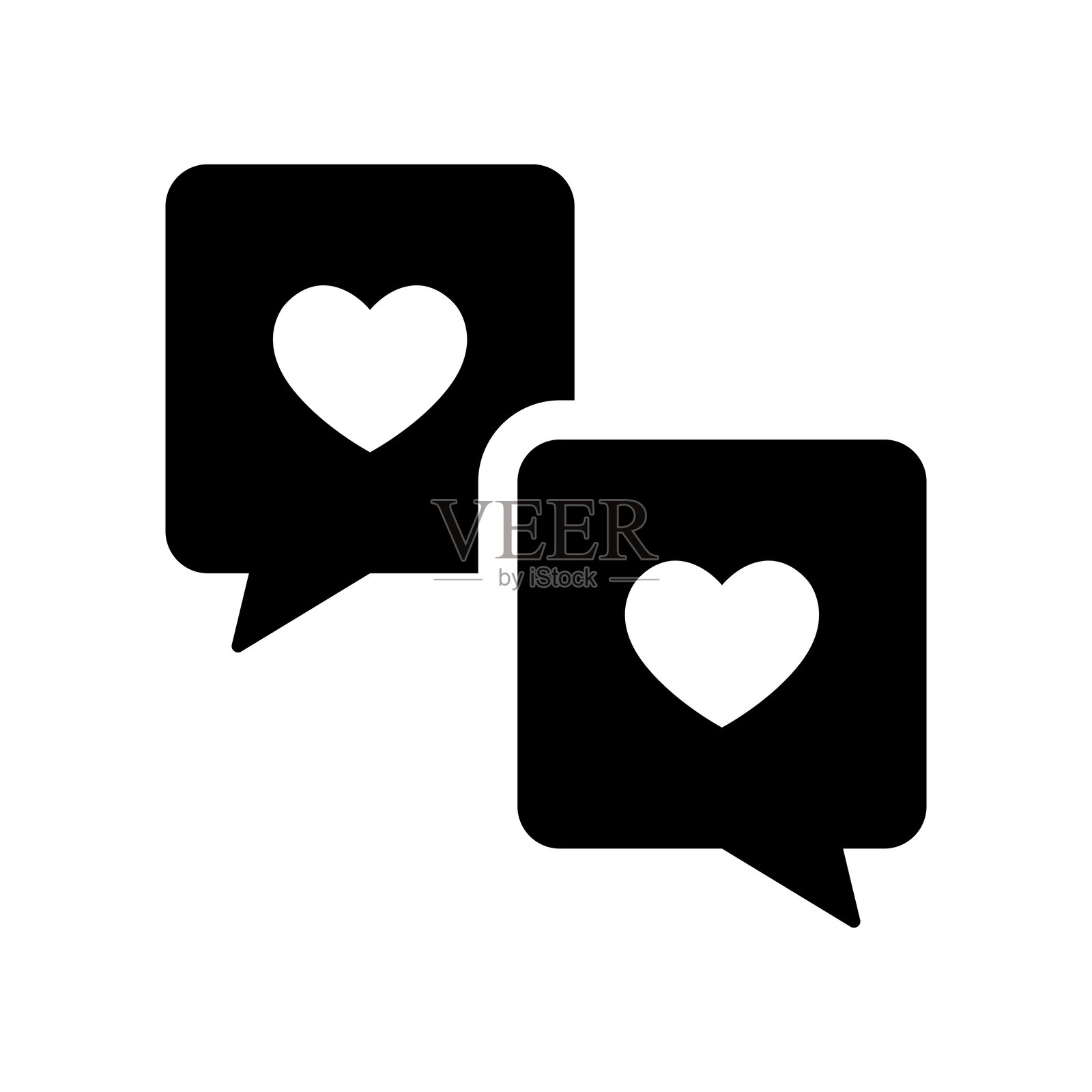 聊天和心形图标。对话气泡和点赞。插画图片素材