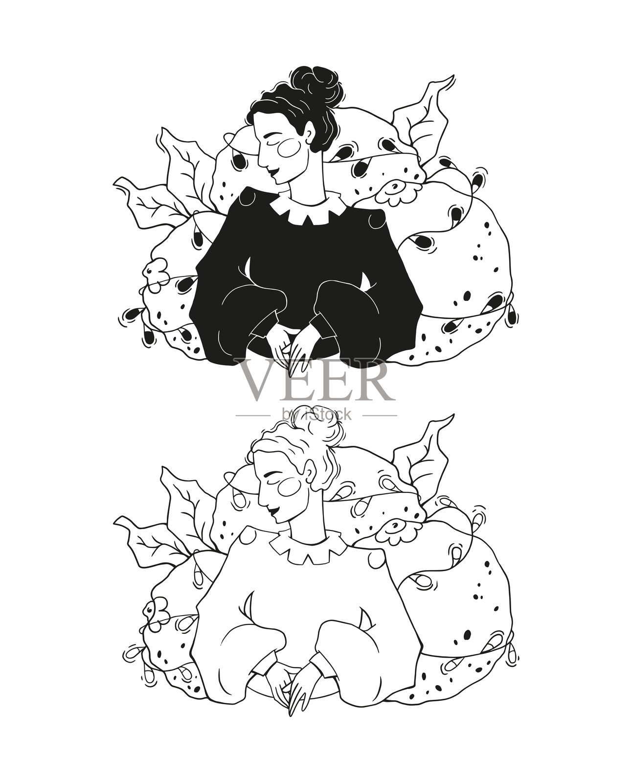 返校图形套件。手绘涂鸦卡通文具套装插画图片素材