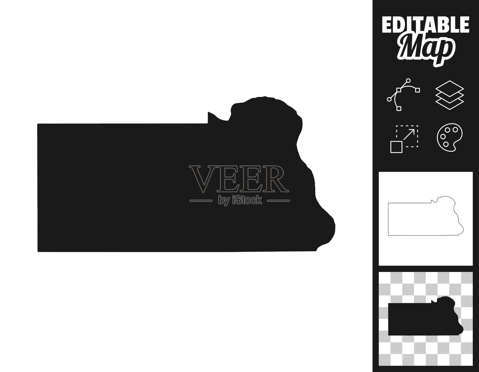 奥利弗县，北达科他州地图，用于设计。易于编辑插画图片素材