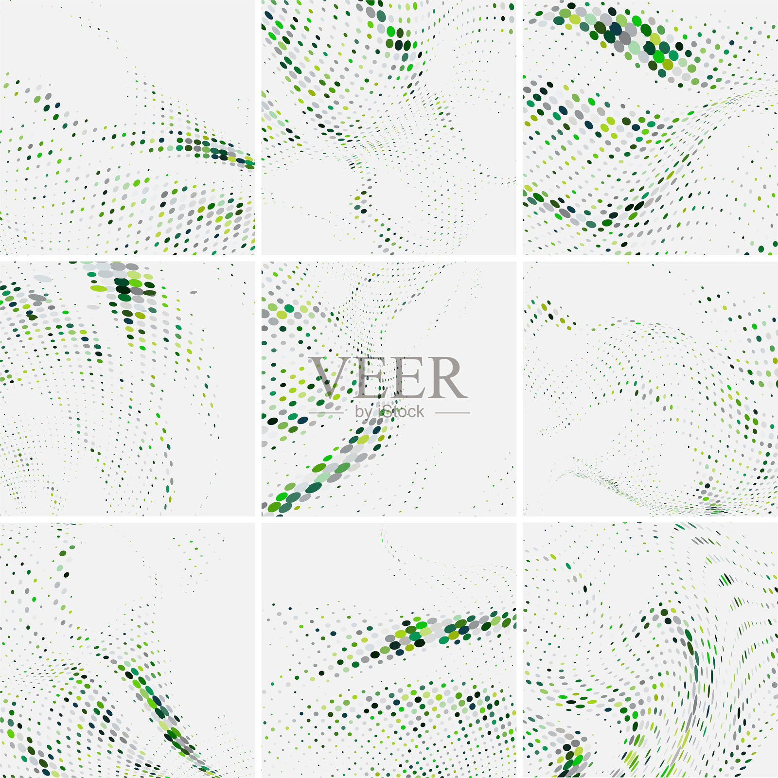 绿色渐变半调圆点纹理背景集插画图片素材