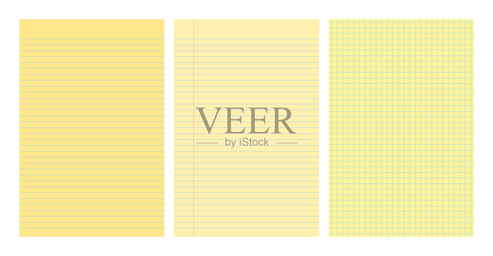 一套带有行线或网格设计的黄色法律便笺纸插画图片素材