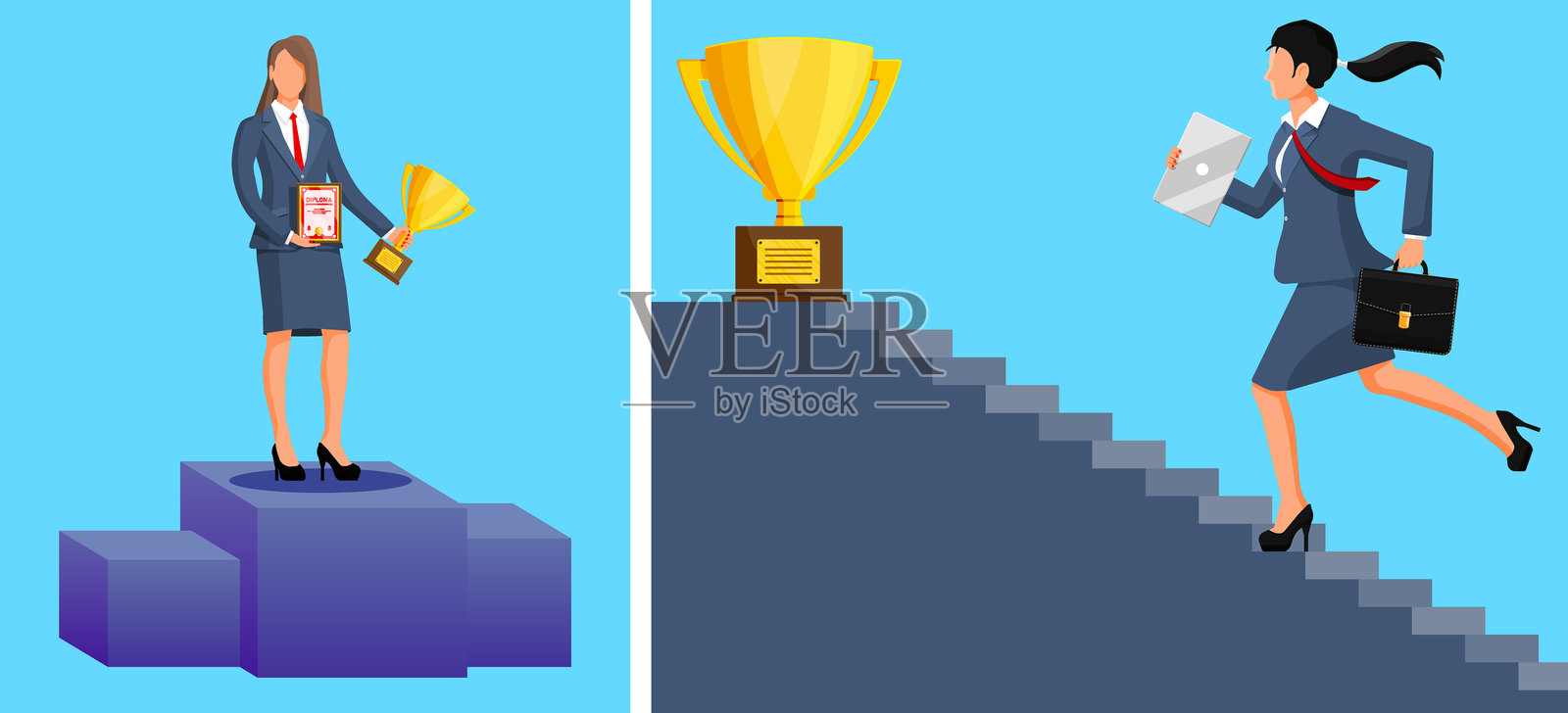 实现目标和职业生涯成功插画图片素材
