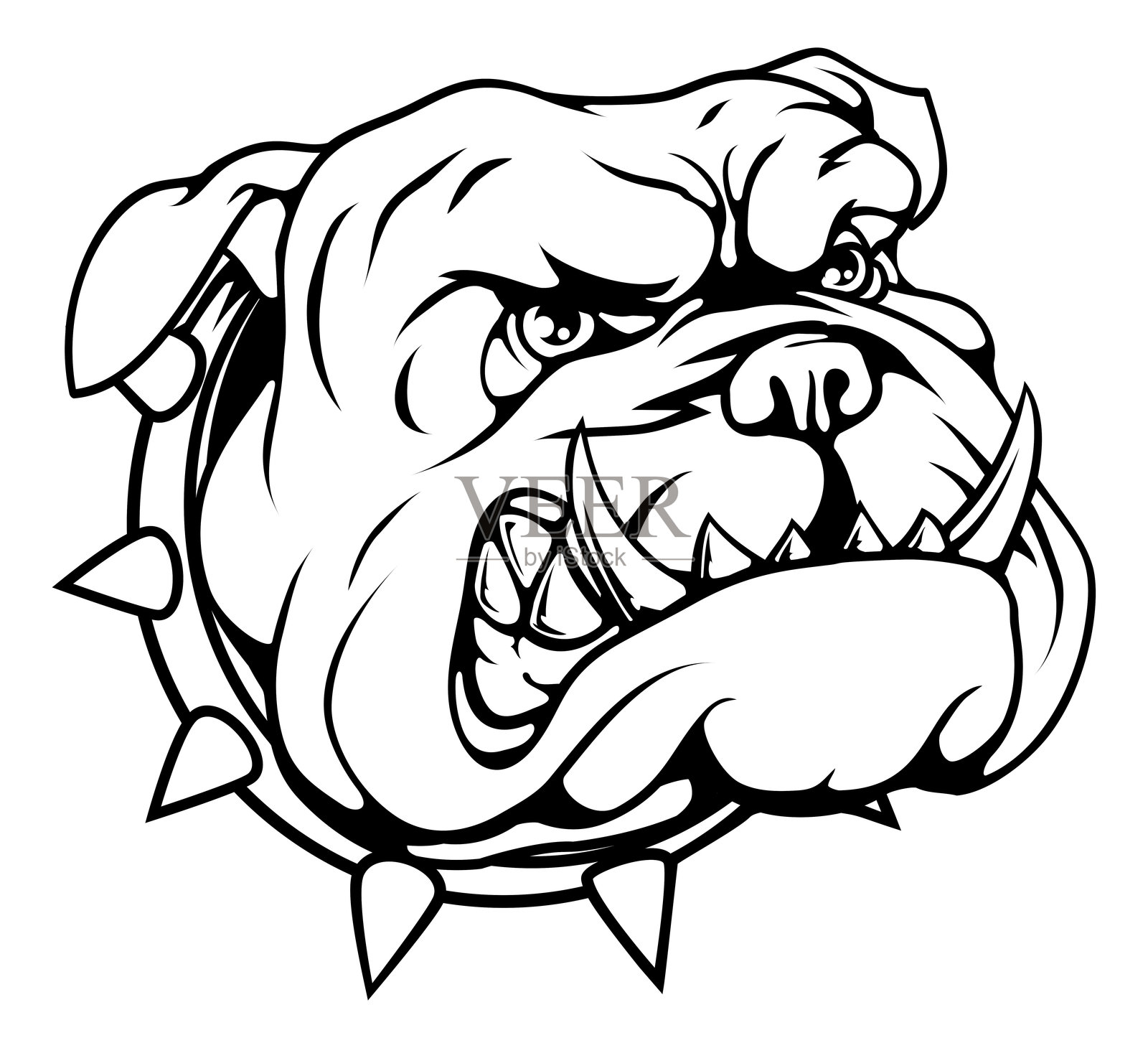 凶猛的斗牛犬吉祥物插画图片素材