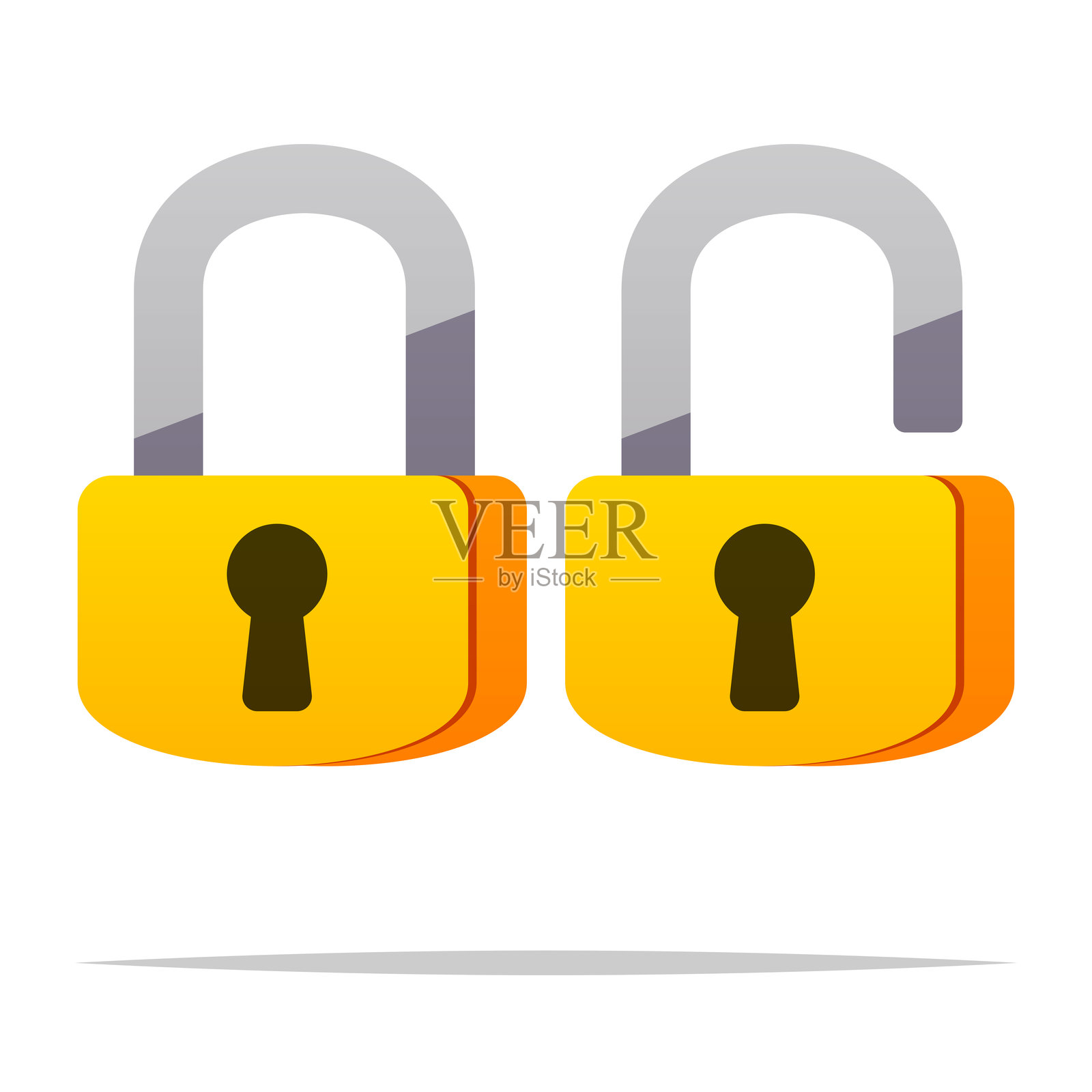 锁着的和未锁的挂锁矢量图，孤立的插图插画图片素材