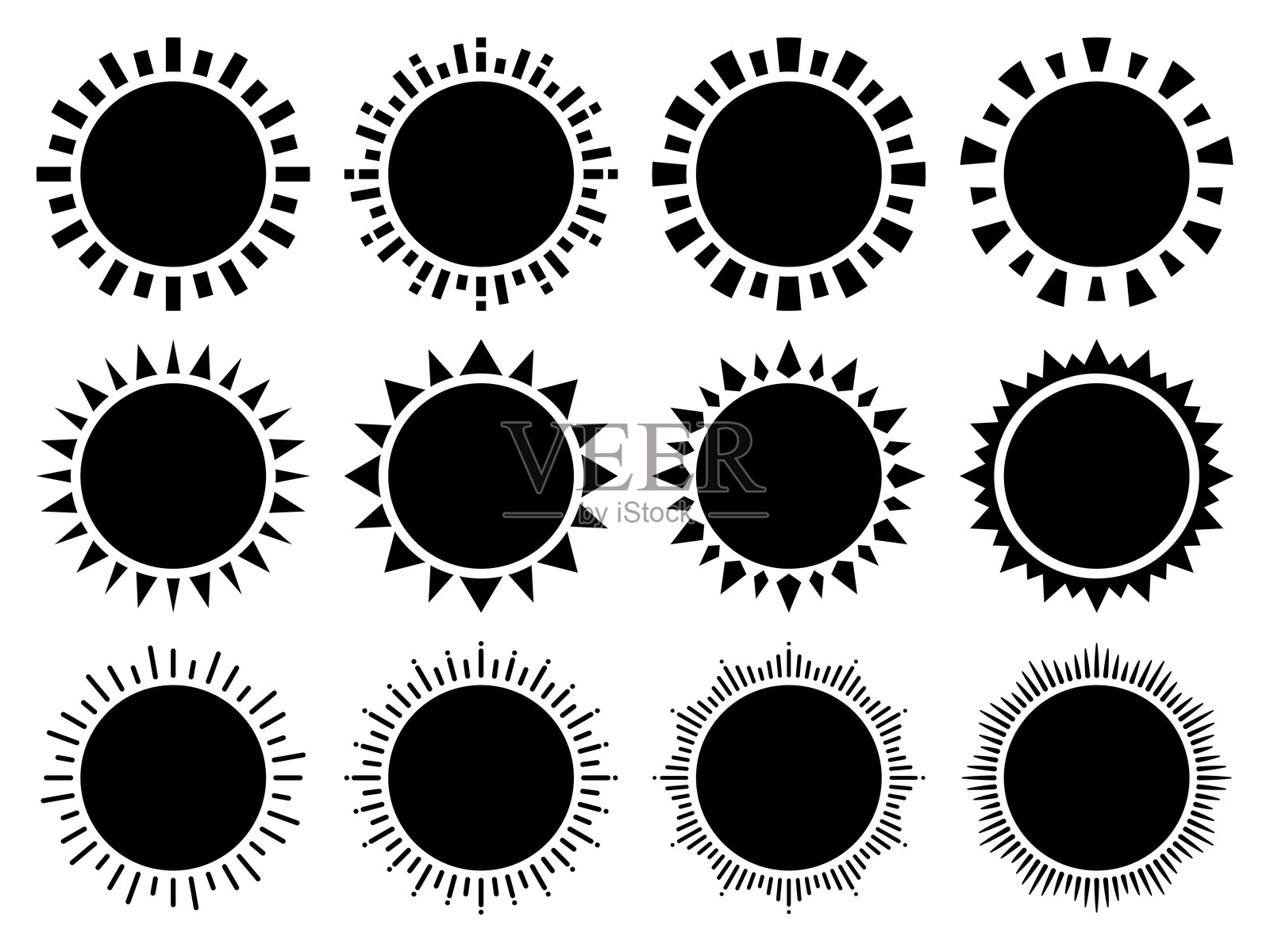 太阳剪影边框插画集插画图片素材