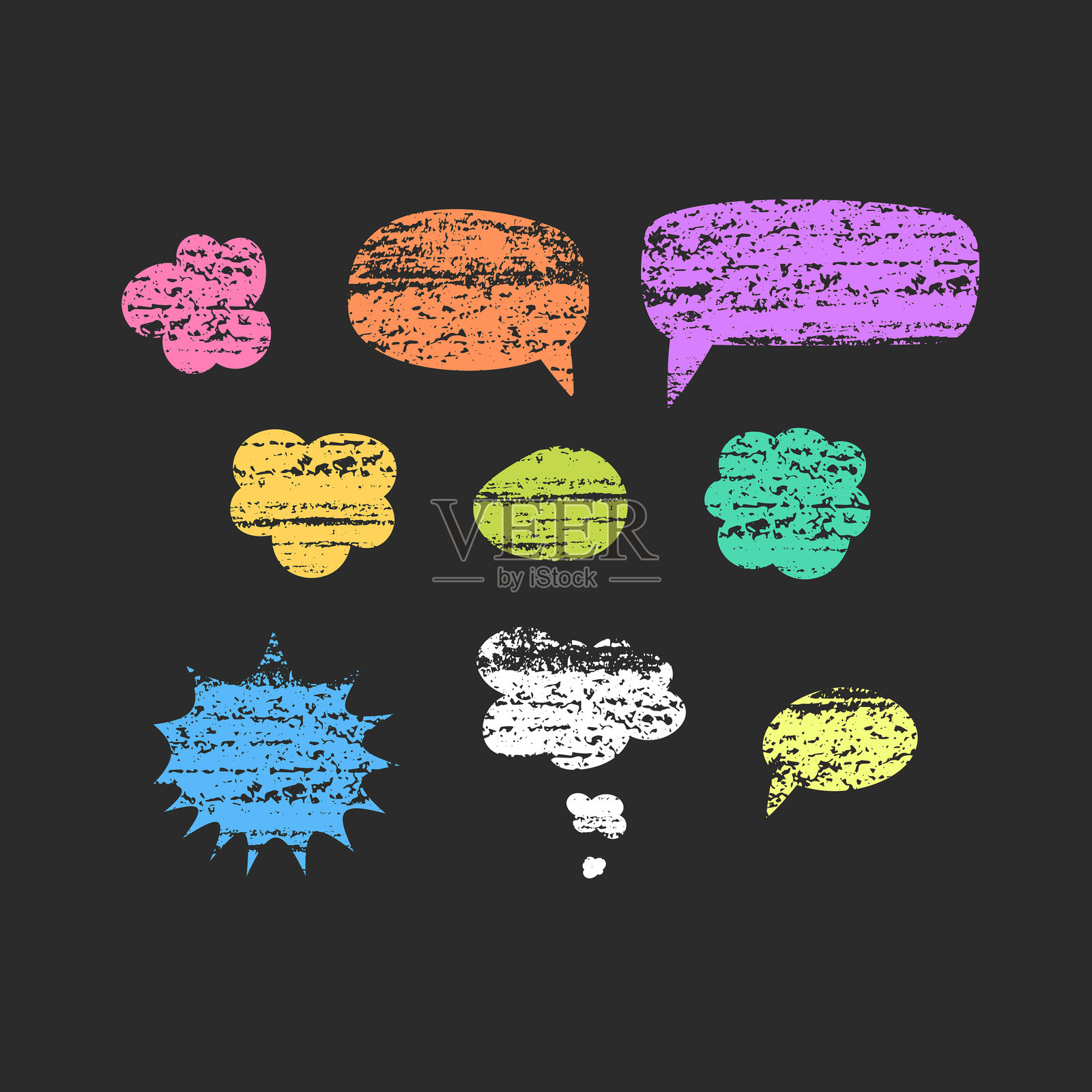 粉笔对话气泡和想法气泡插画图片素材