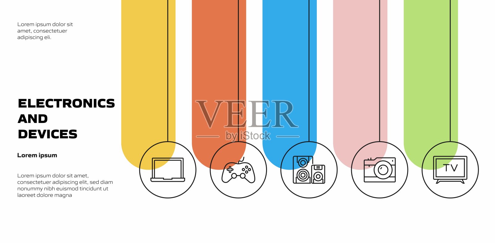 矢量插画 电子产品和设备概念集。适用于网页、印刷品等设计。矢量插画。插画图片素材