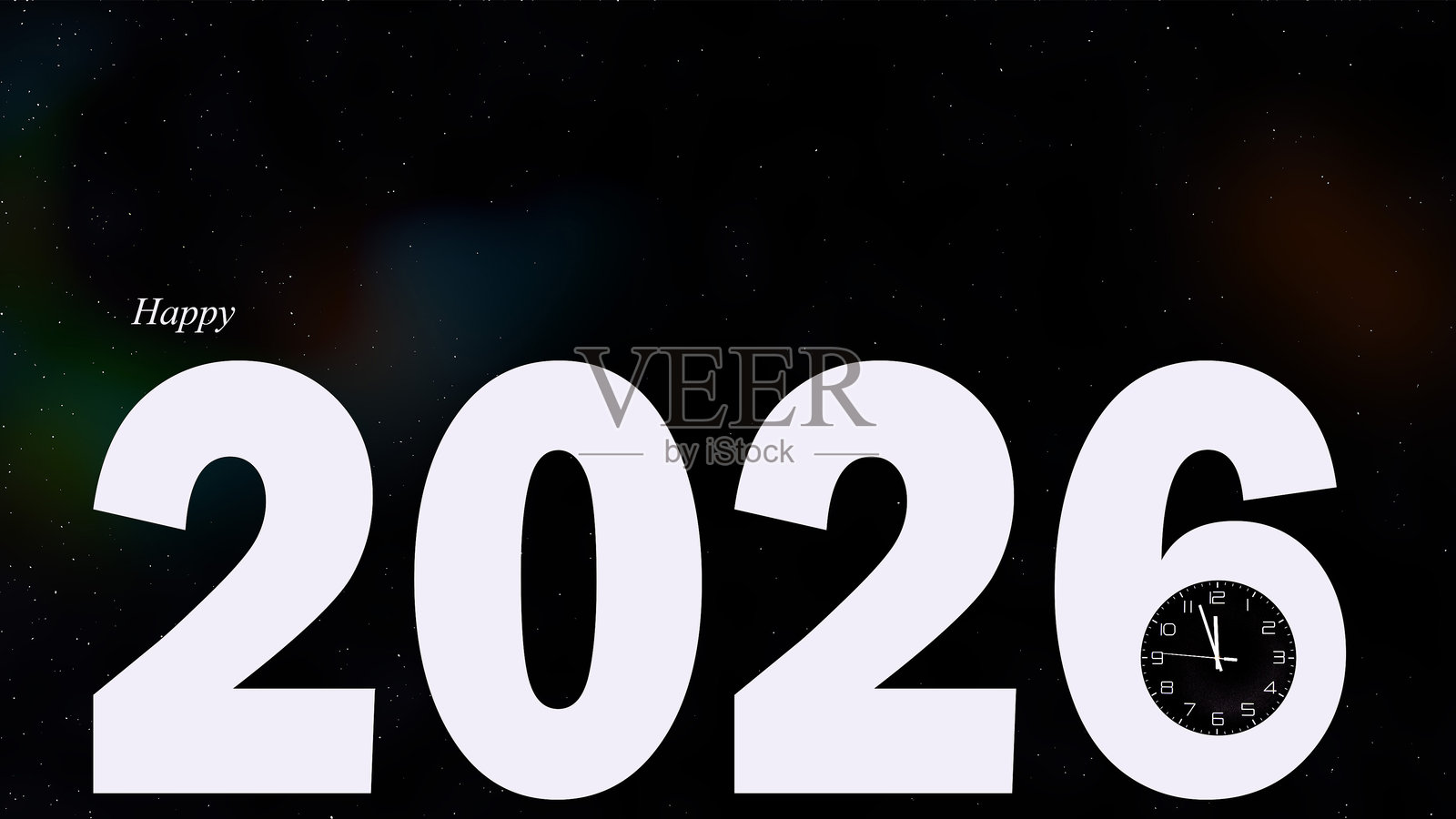 快乐2026星空钟照片摄影图片