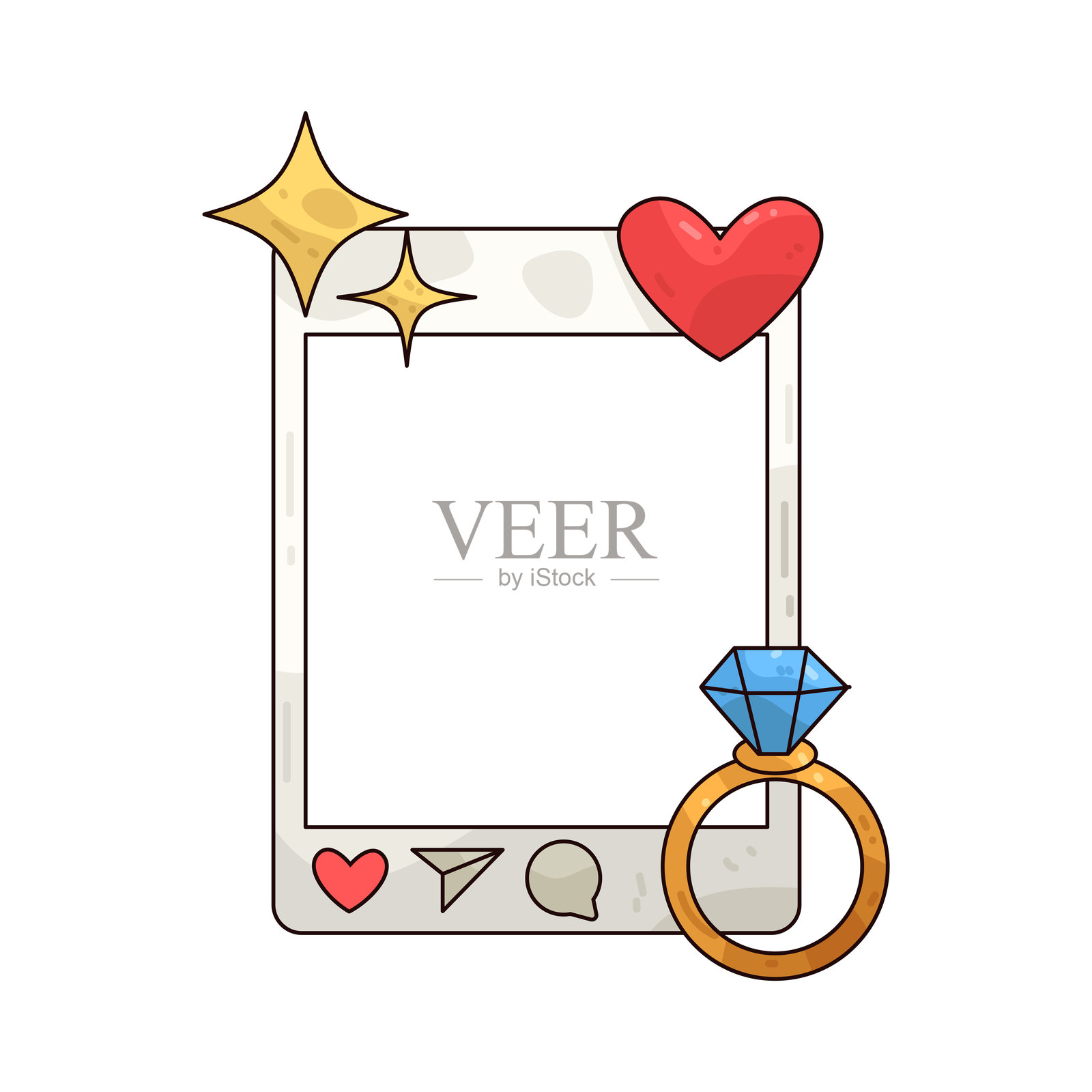 订婚公告社交媒体相框插画图片素材