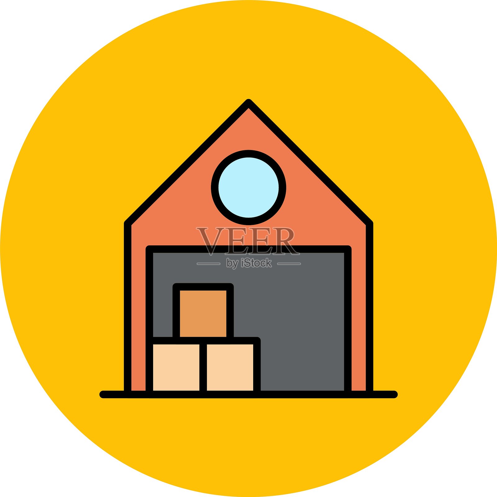 仓库新图标设计创意插画图片素材