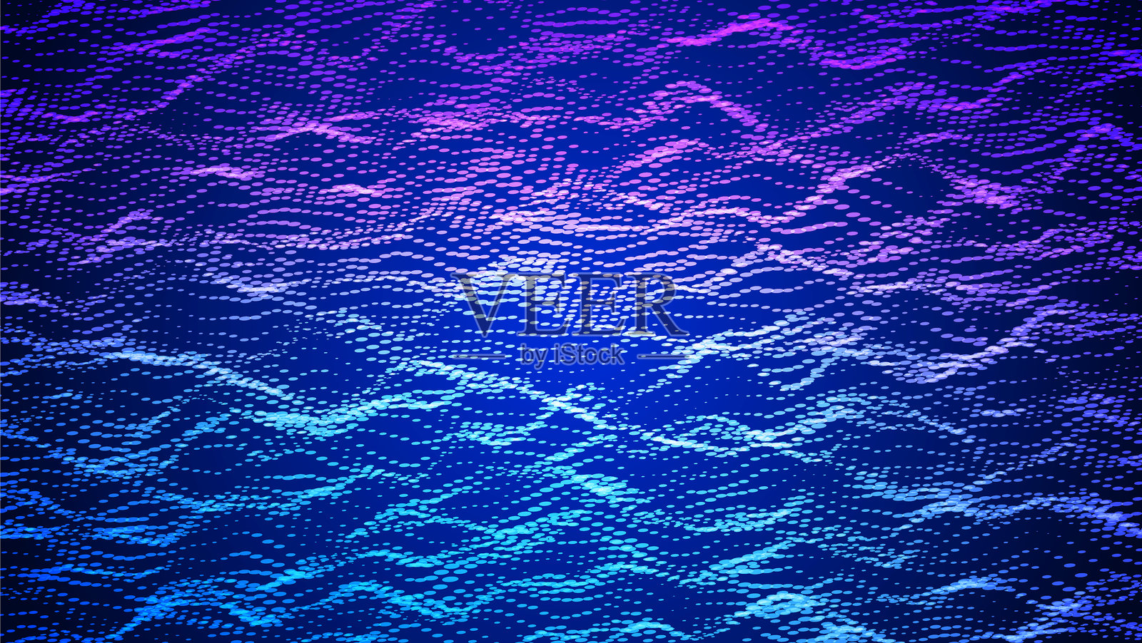 抽象波浪图案点缀，蓝色与紫色大数据背景，人工智能概念，科技声音设计。动态抽象流，带发光粉色流和漩涡，波浪点噪点背景。插画图片素材