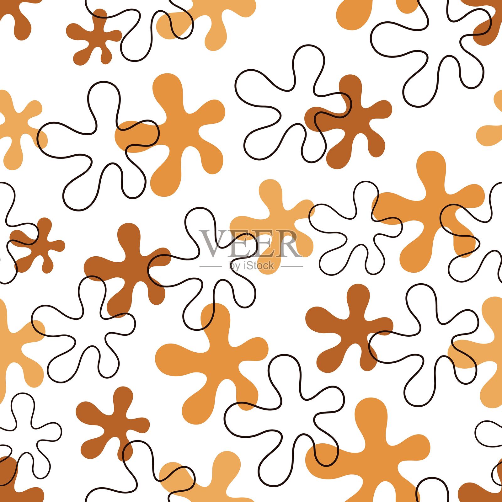 抽象图形、有机形态、斑点、线条的无缝图案。时尚的抽象背景。矢量图 illustrazione。插画图片素材