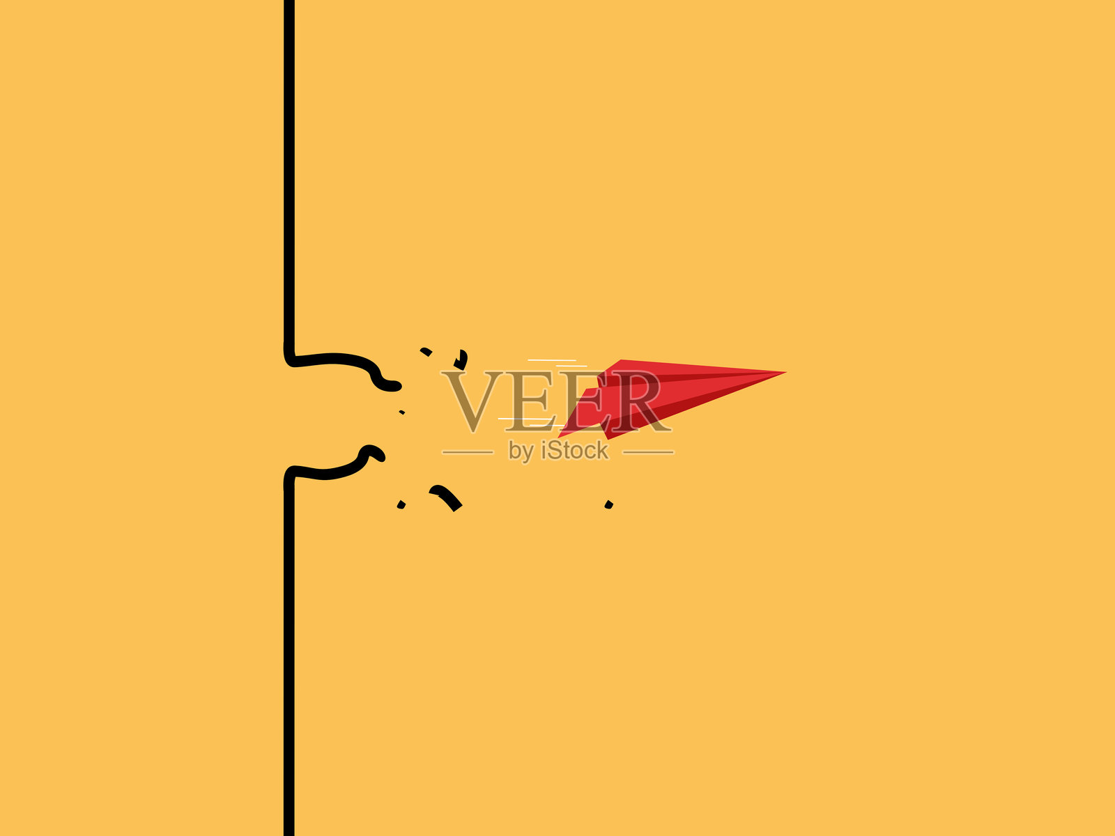 纸质火箭的领导者在障碍物中飞行插画图片素材