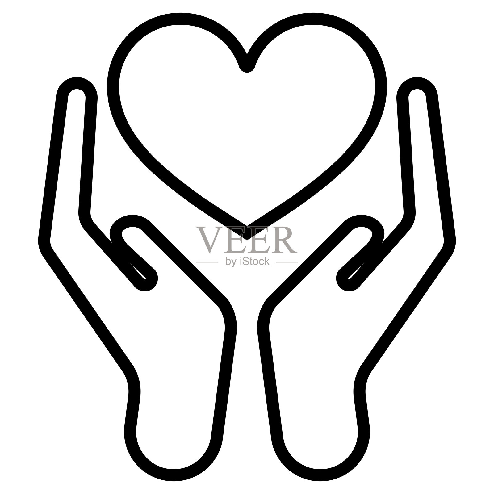 心脏健康护理标志线条黑色图标，孤立在白色背景上插画图片素材