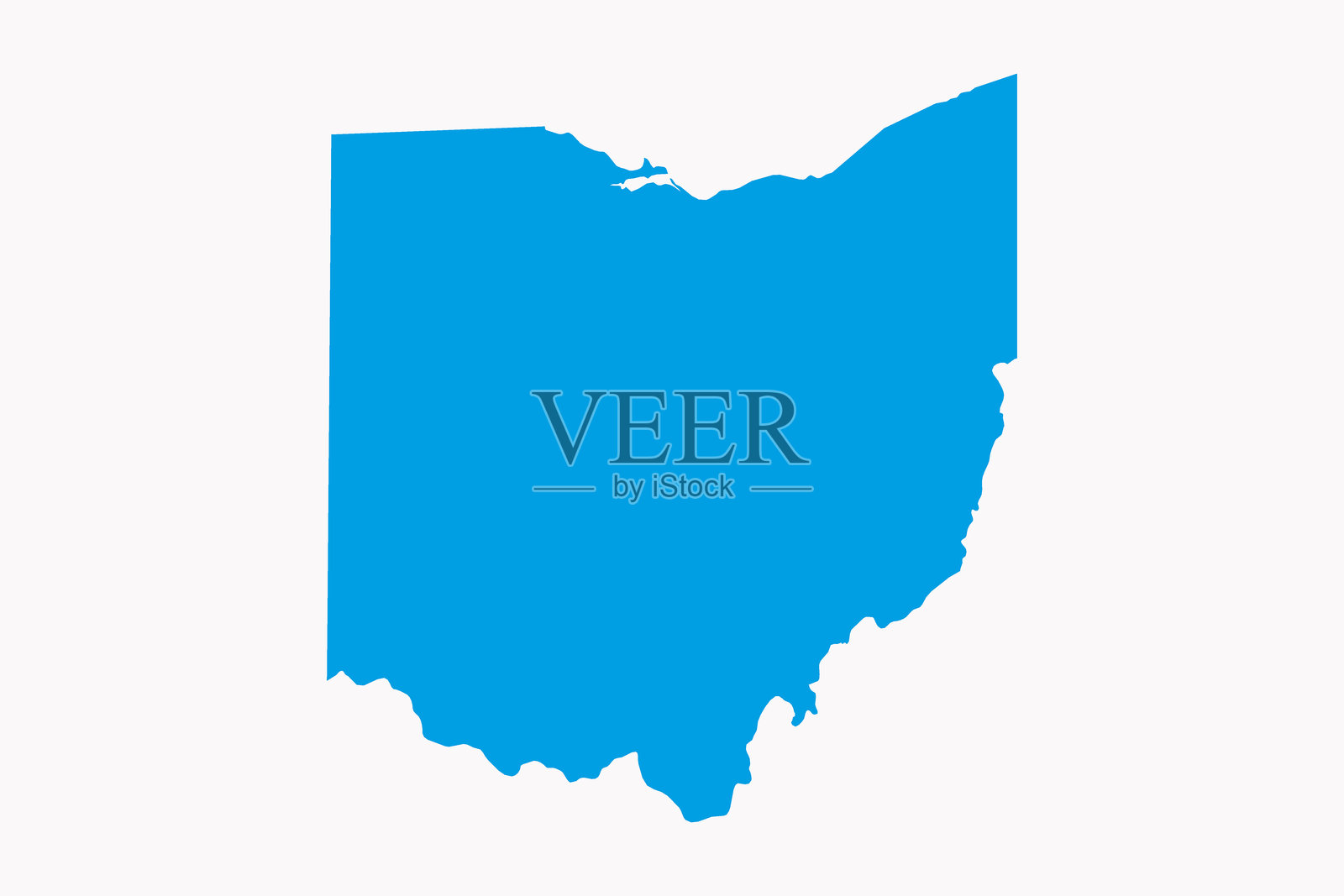 俄亥俄州详细轮廓地图的矢量图插画图片素材