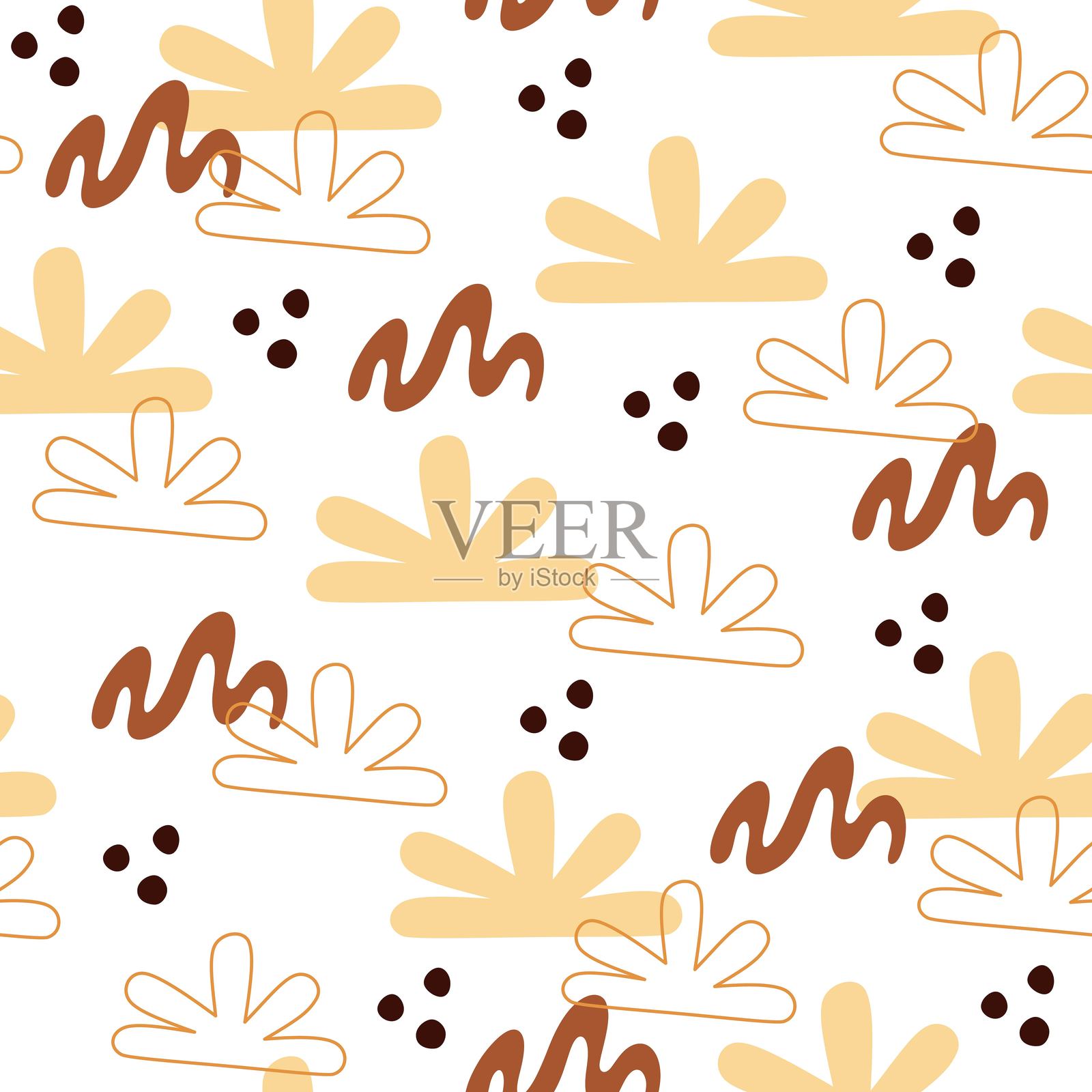 抽象图形、有机形态、斑点、线条的无缝图案。时尚抽象背景。矢量图 illustrazione插画图片素材