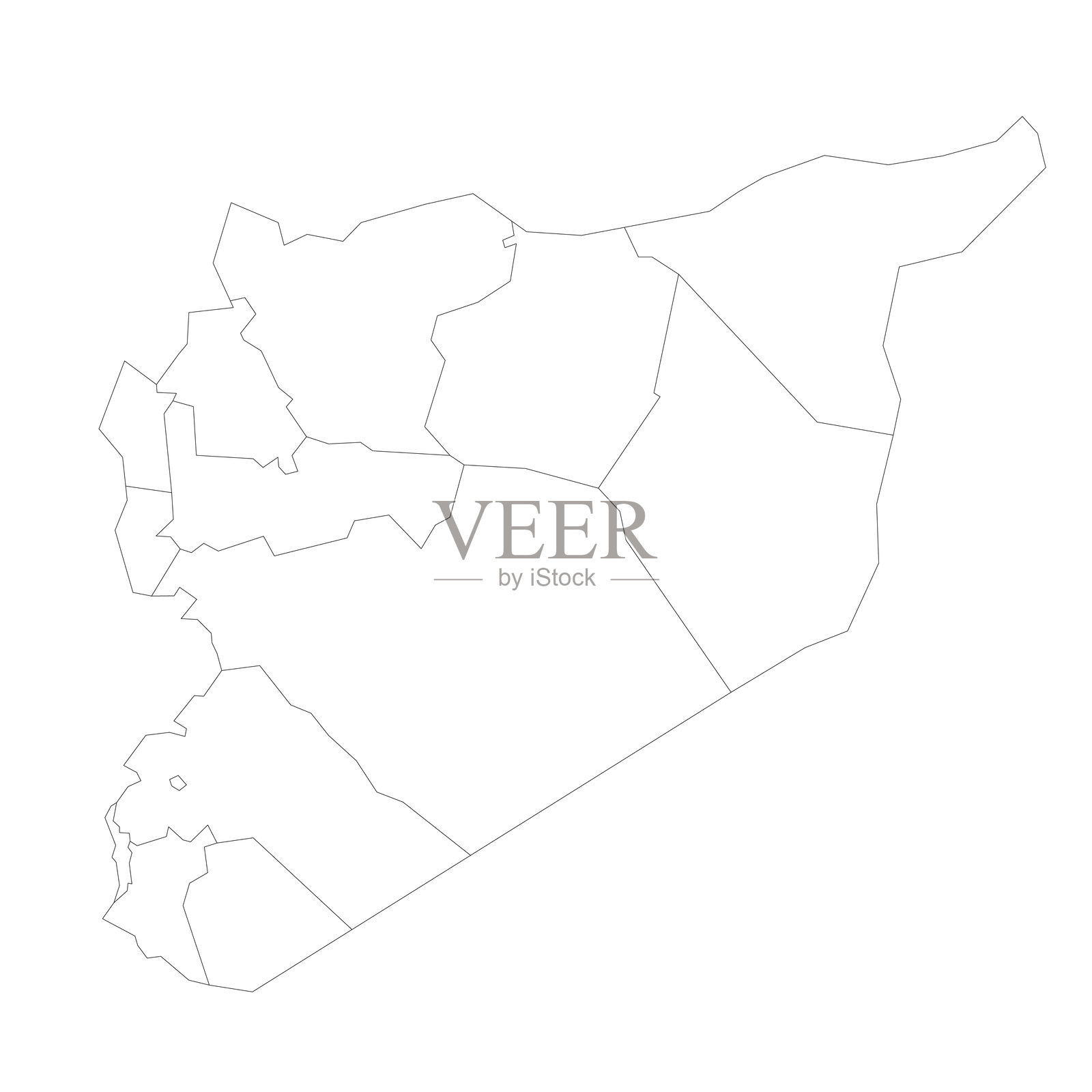 叙利亚行政区划政治地图插画图片素材