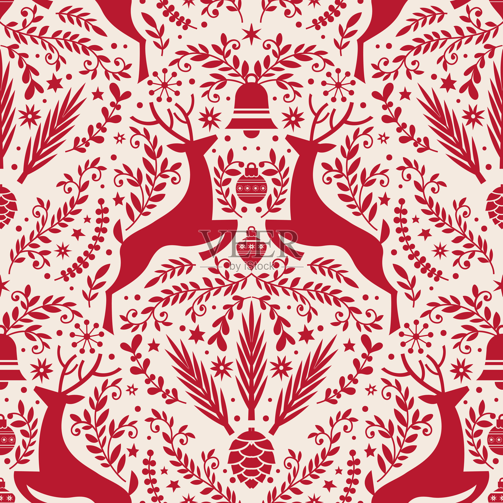 红鹿民俗圣诞图案插画图片素材