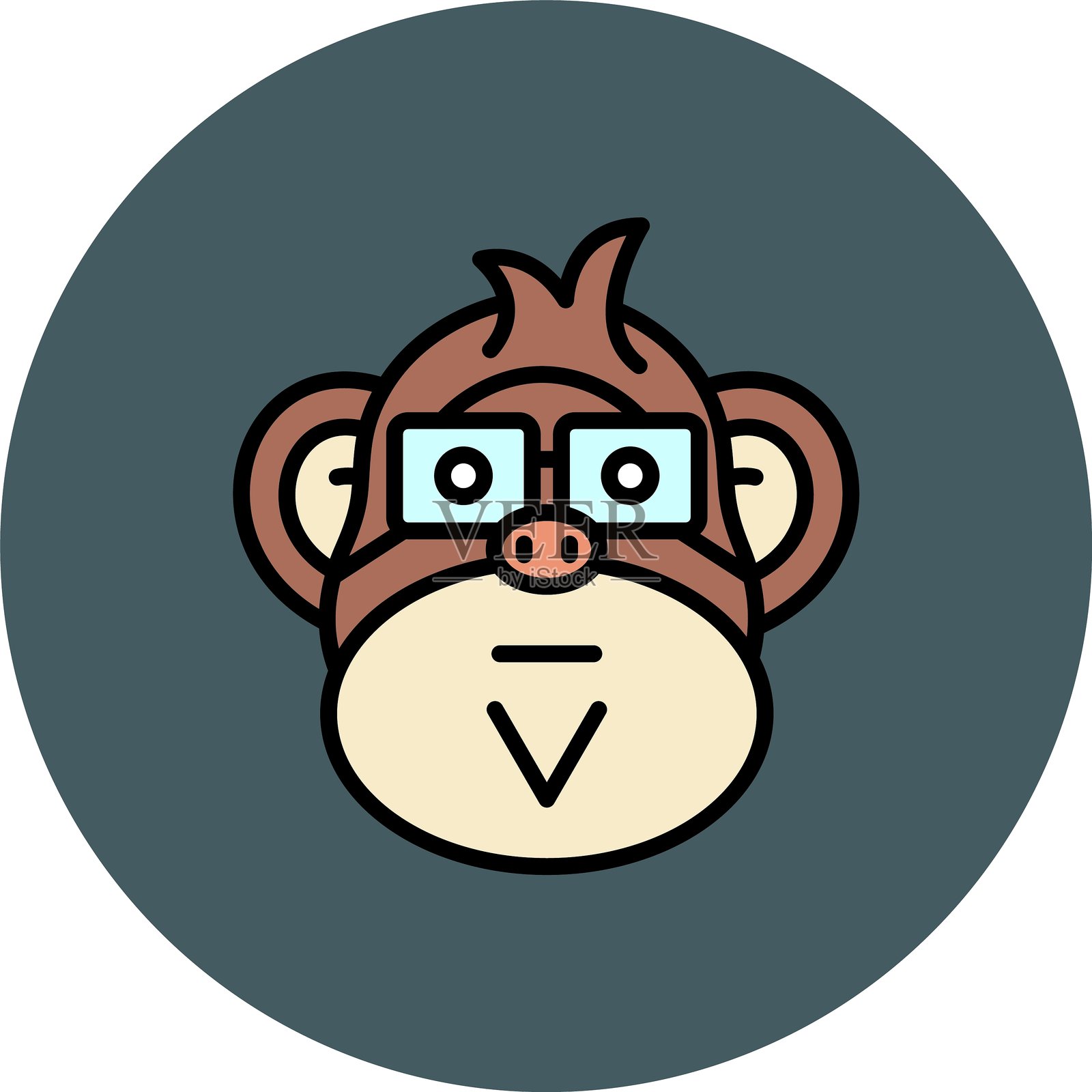 可爱的猿猴新图标设计创意插画图片素材