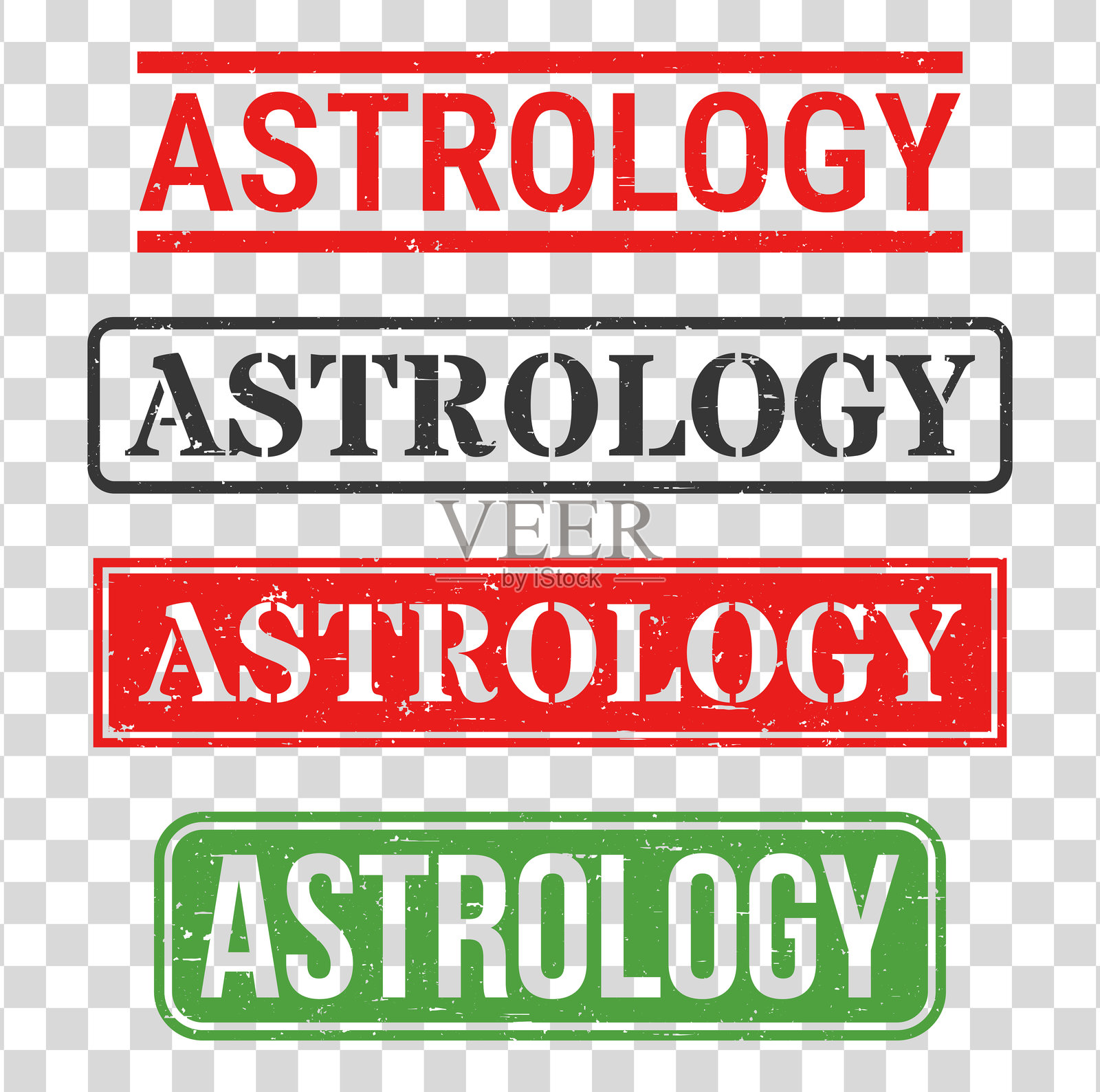 占星术 - 橡皮图章套装，背景空白插画图片素材