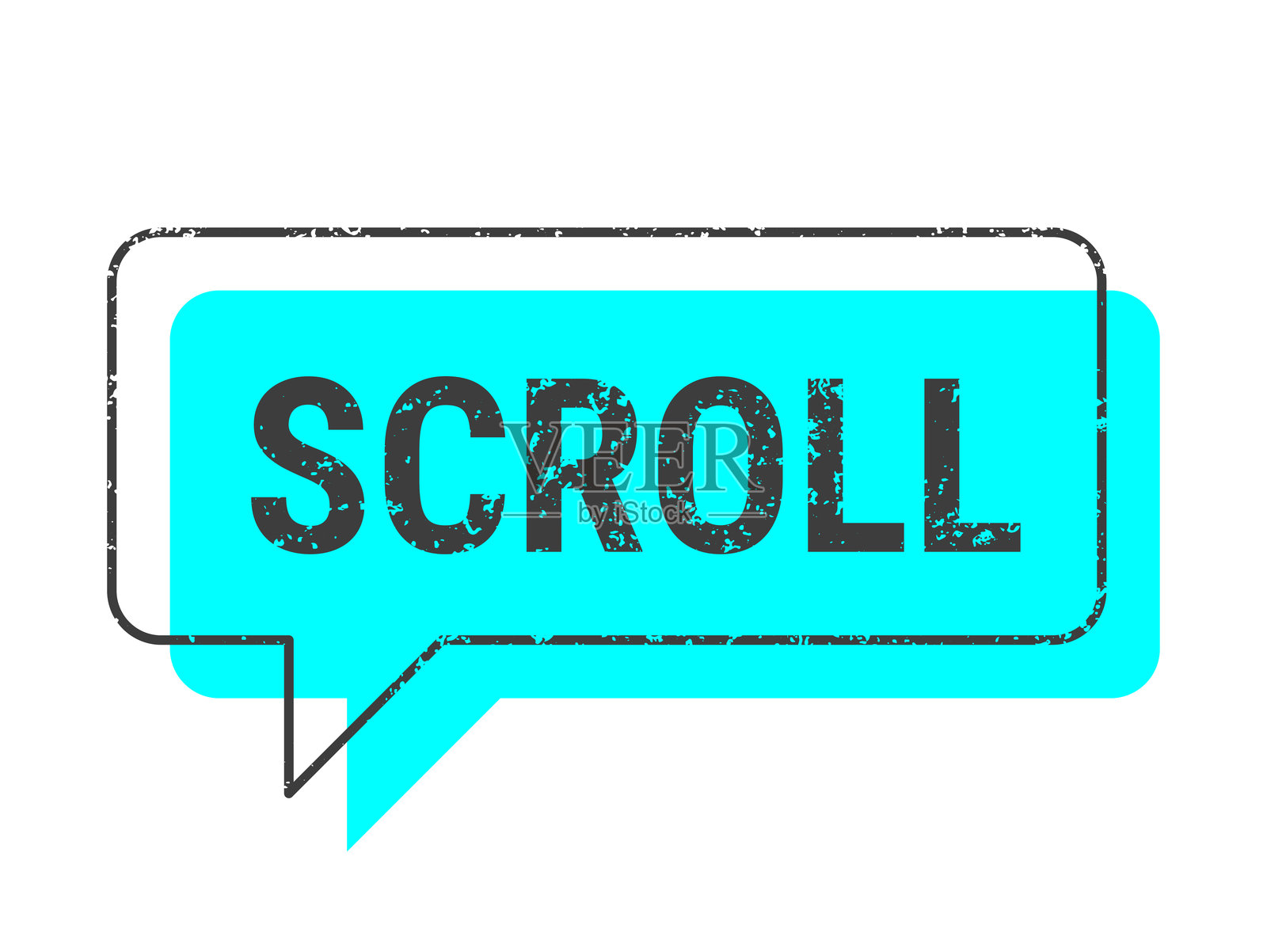 蓝色的复古风涂鸦对话气泡，在空白背景上插画图片素材