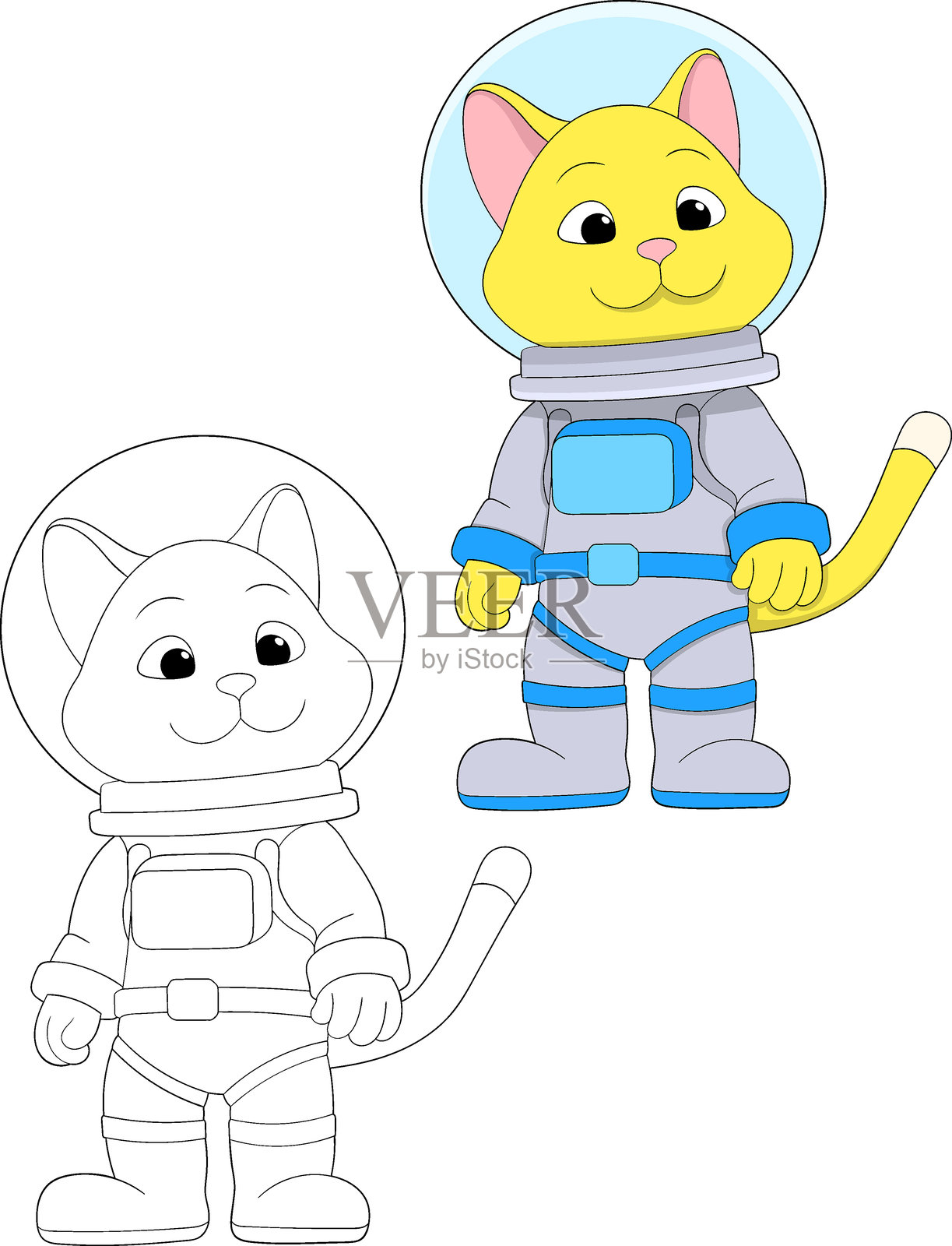 可爱的卡通宇航员猫咪插画插画图片素材