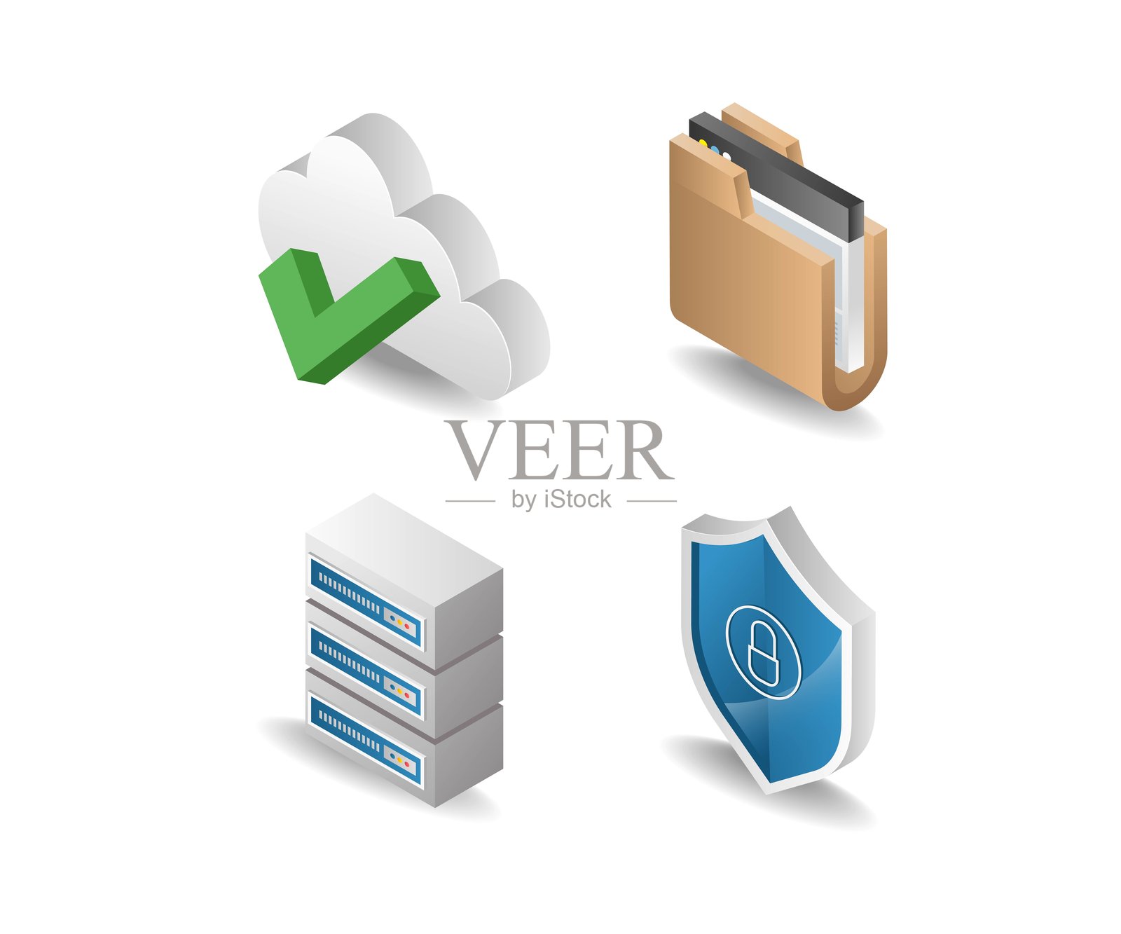 科技服务器文件夹数据主题插画包插画图片素材