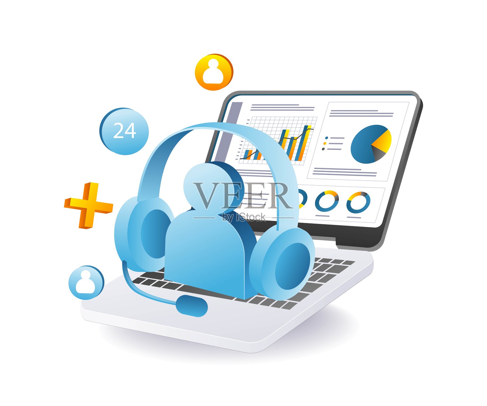 客户服务和电子邮件支持，代表业务协助和连接性插画图片素材