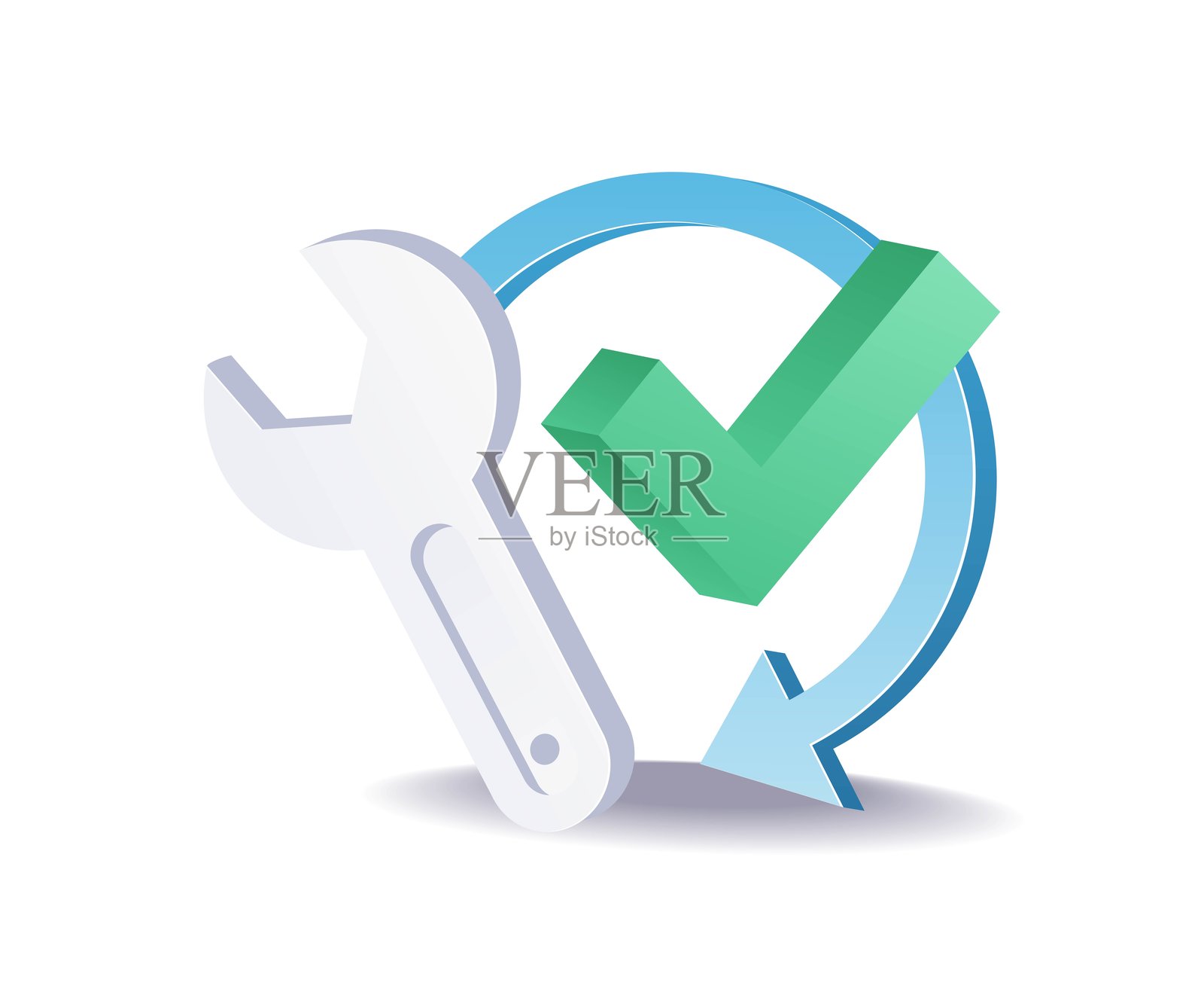 象征维修完成和问题解决的维护成功设计插画图片素材