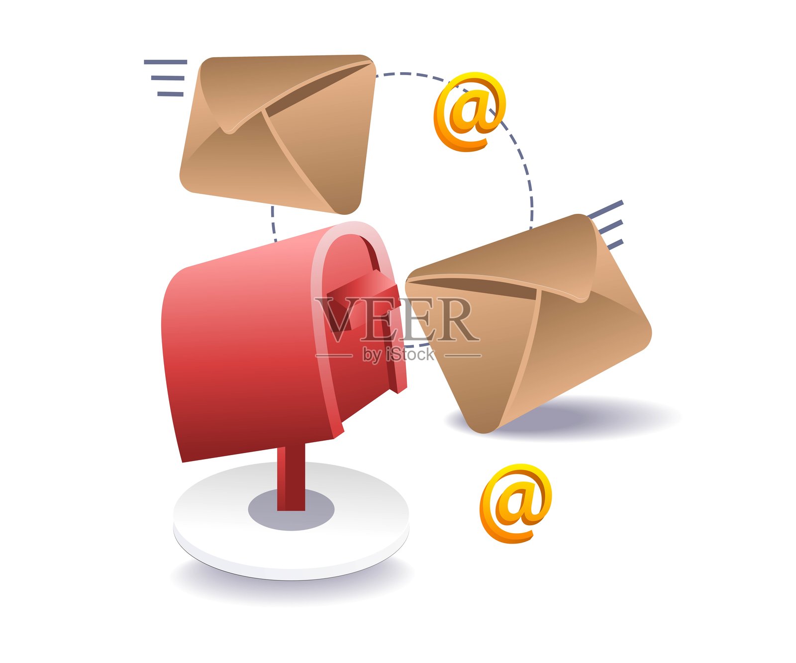 代表传统与数字通信的邮政信件符号电子邮件插画图片素材