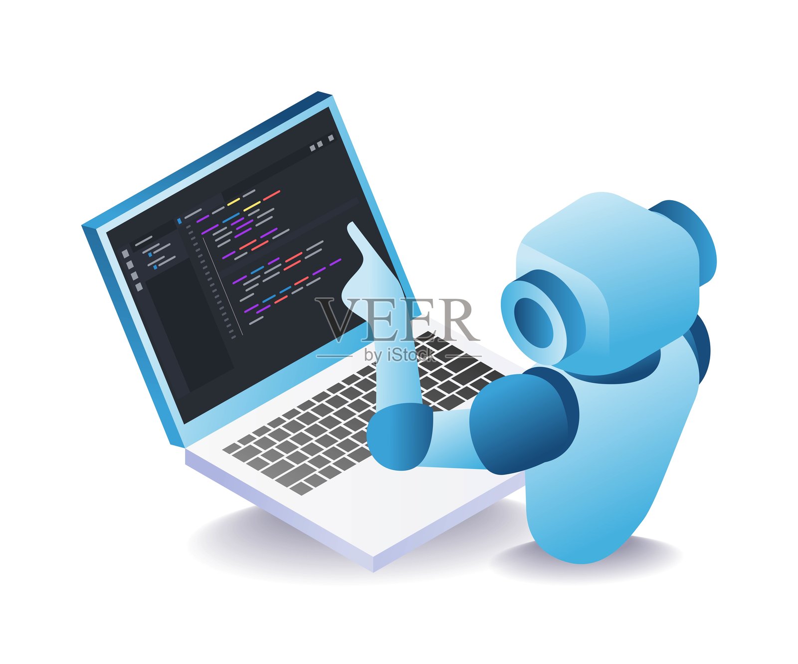 未来机器人编写软件和应用程序插画图片素材