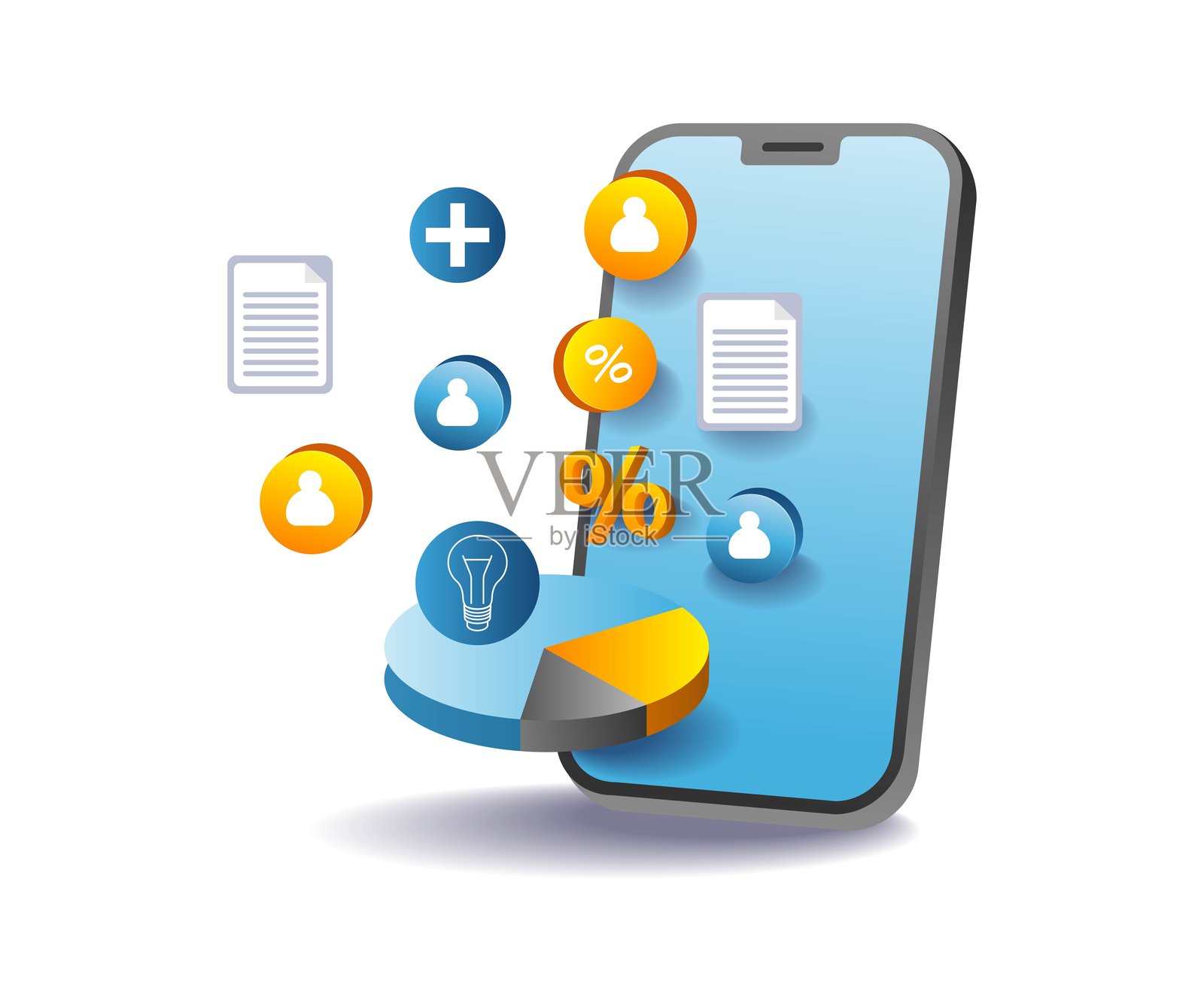 智能手机技术概念上的商业管理应用插画图片素材