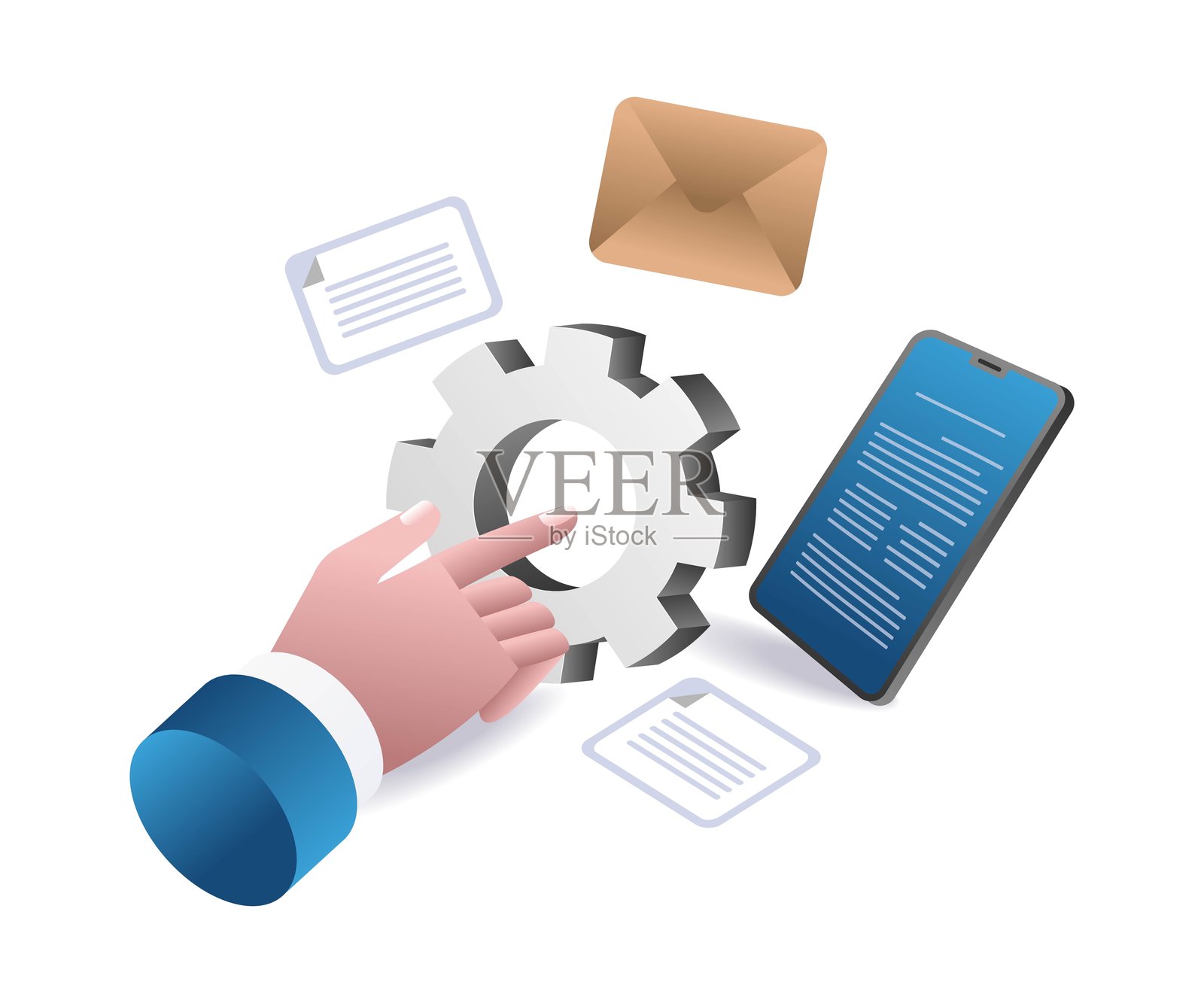 数字档位旋钮控制系统插画图片素材