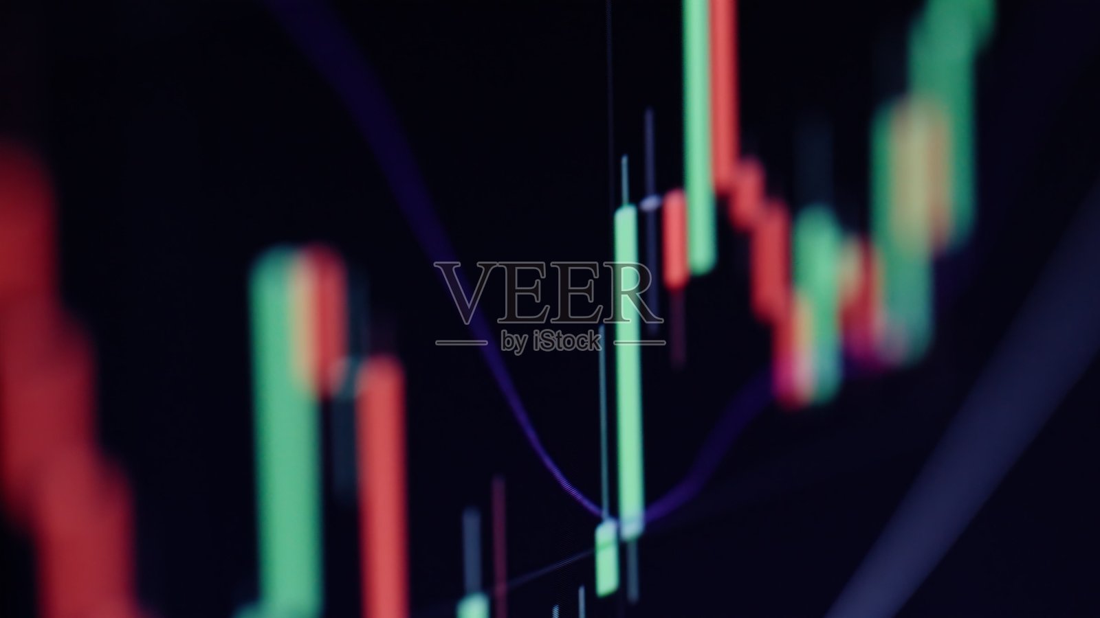 近距离生长的商业图表。黑色背景上的股市图表特写照片摄影图片