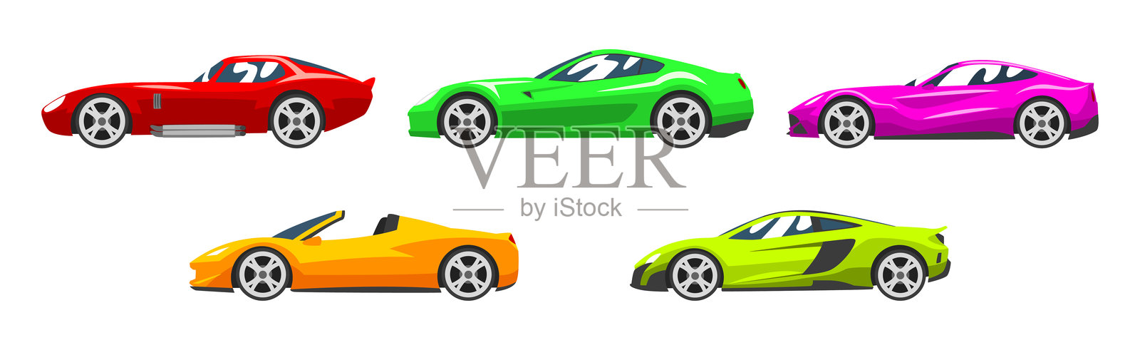 运动赛车矢量集，用于速度马达驱动插画图片素材