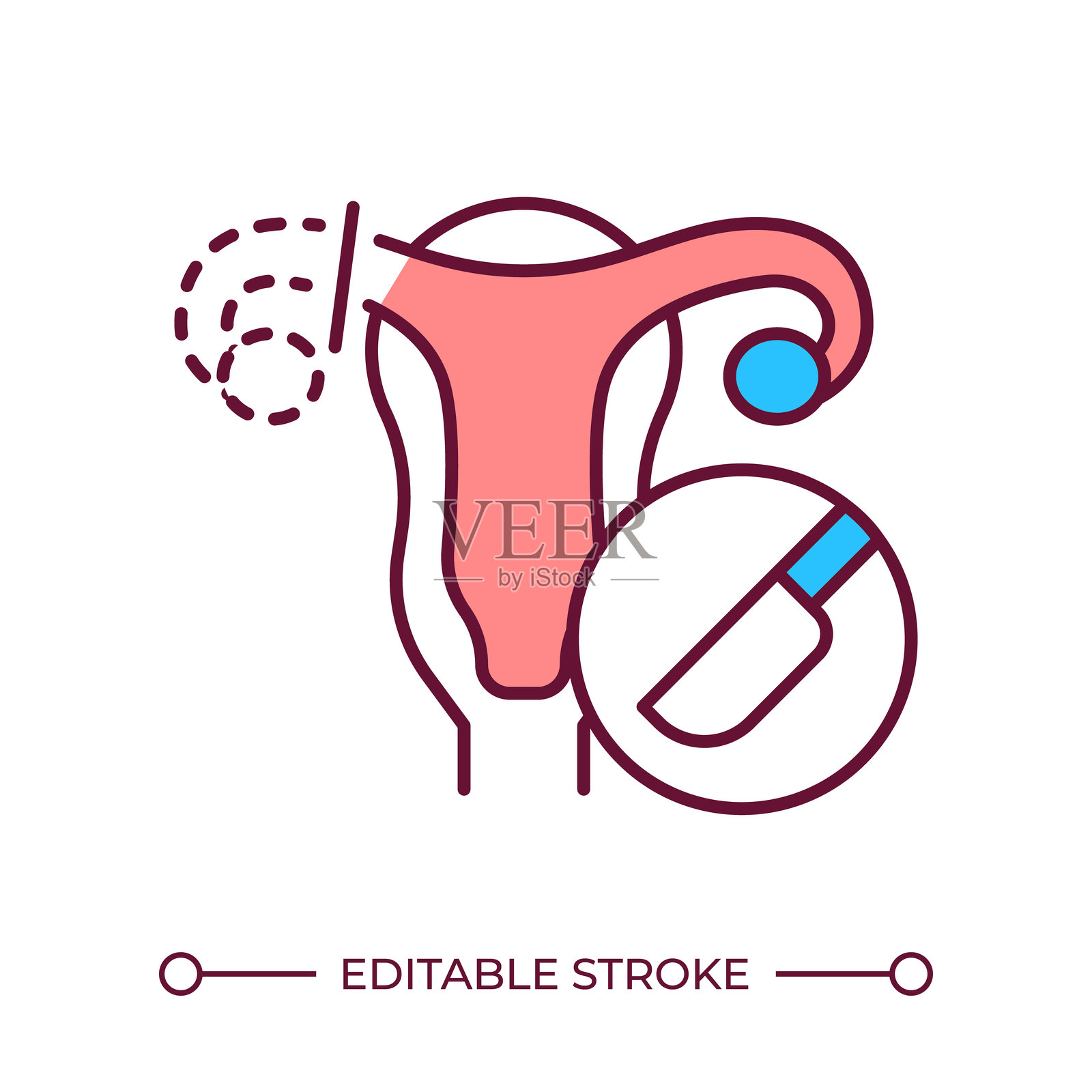 卵巢切除术线条颜色图标插画图片素材
