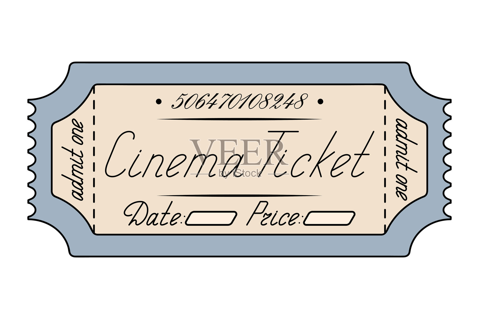 电影票，一人入场插画图片素材