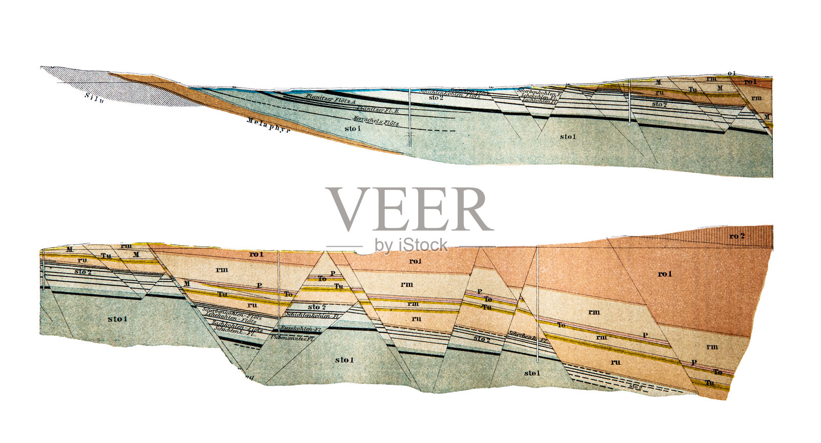 硬煤地层，茨维考煤田的地质剖面。插画图片素材