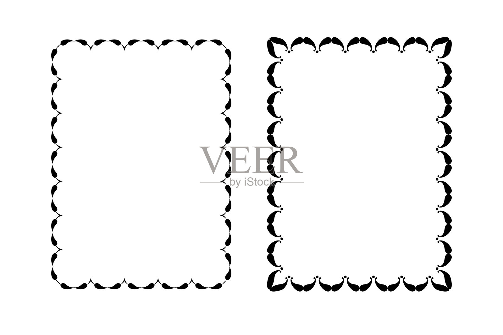 白色背景上的黑色复古矢量相框插画图片素材