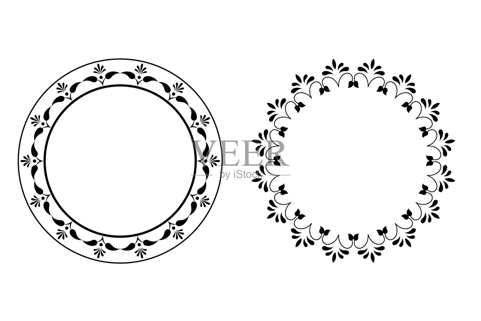 矢量复古黑色相框，背景为白色插画图片素材