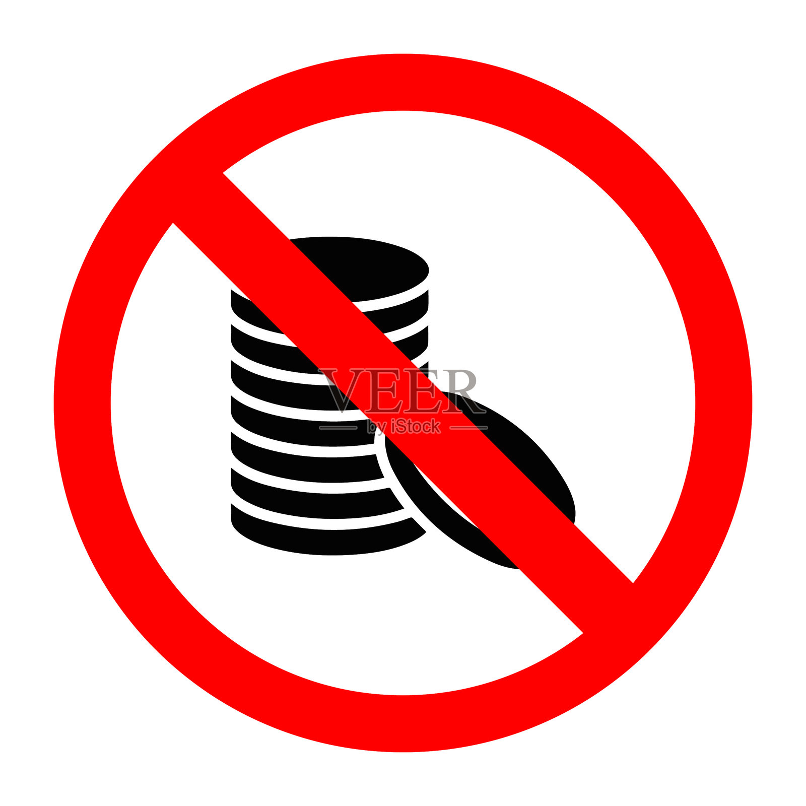禁止硬币标志矢量图插画图片素材