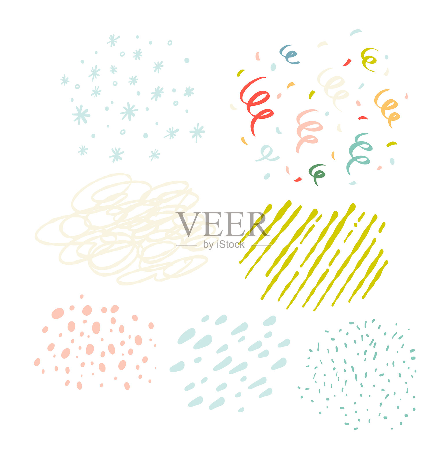 矢量多彩纹理集。圣诞节和新年庆祝背景插画图片素材